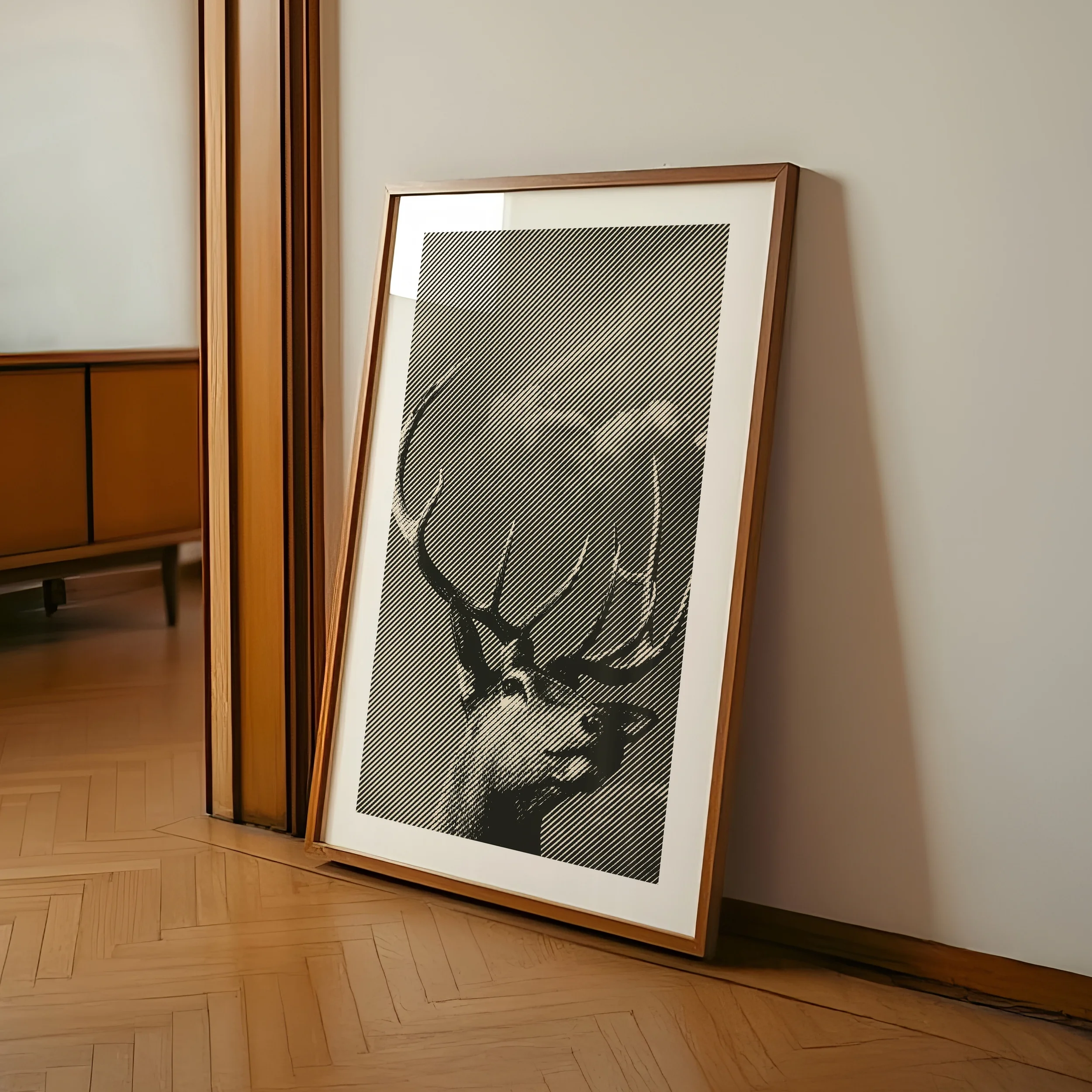 Halftone Deer Print - Rustic Lake House Poster