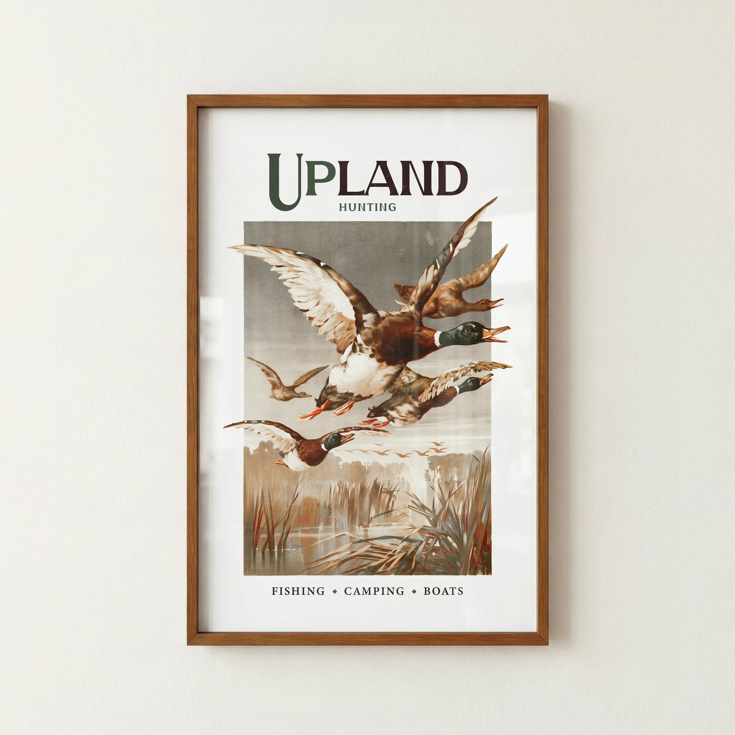 Upland Mallard Print - Retro Wildlife Poster