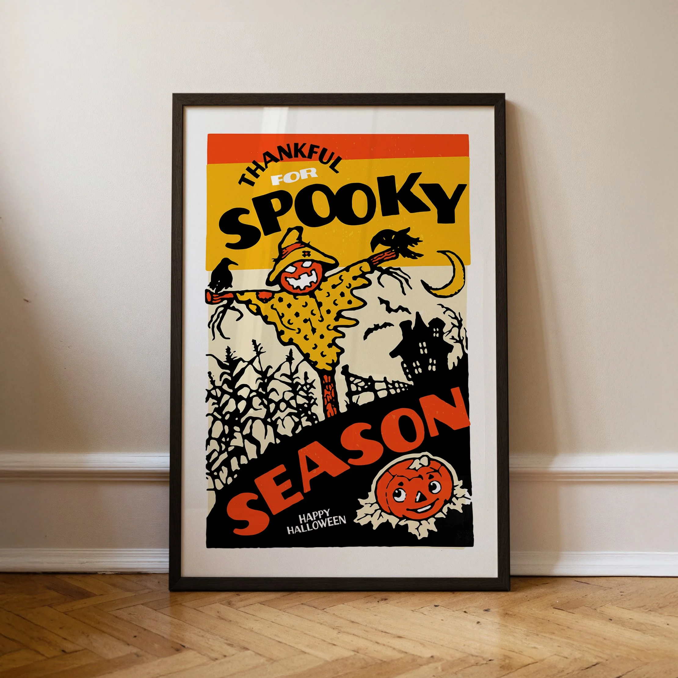 Thankful for Spooky Season Print - Retro Halloween Poster