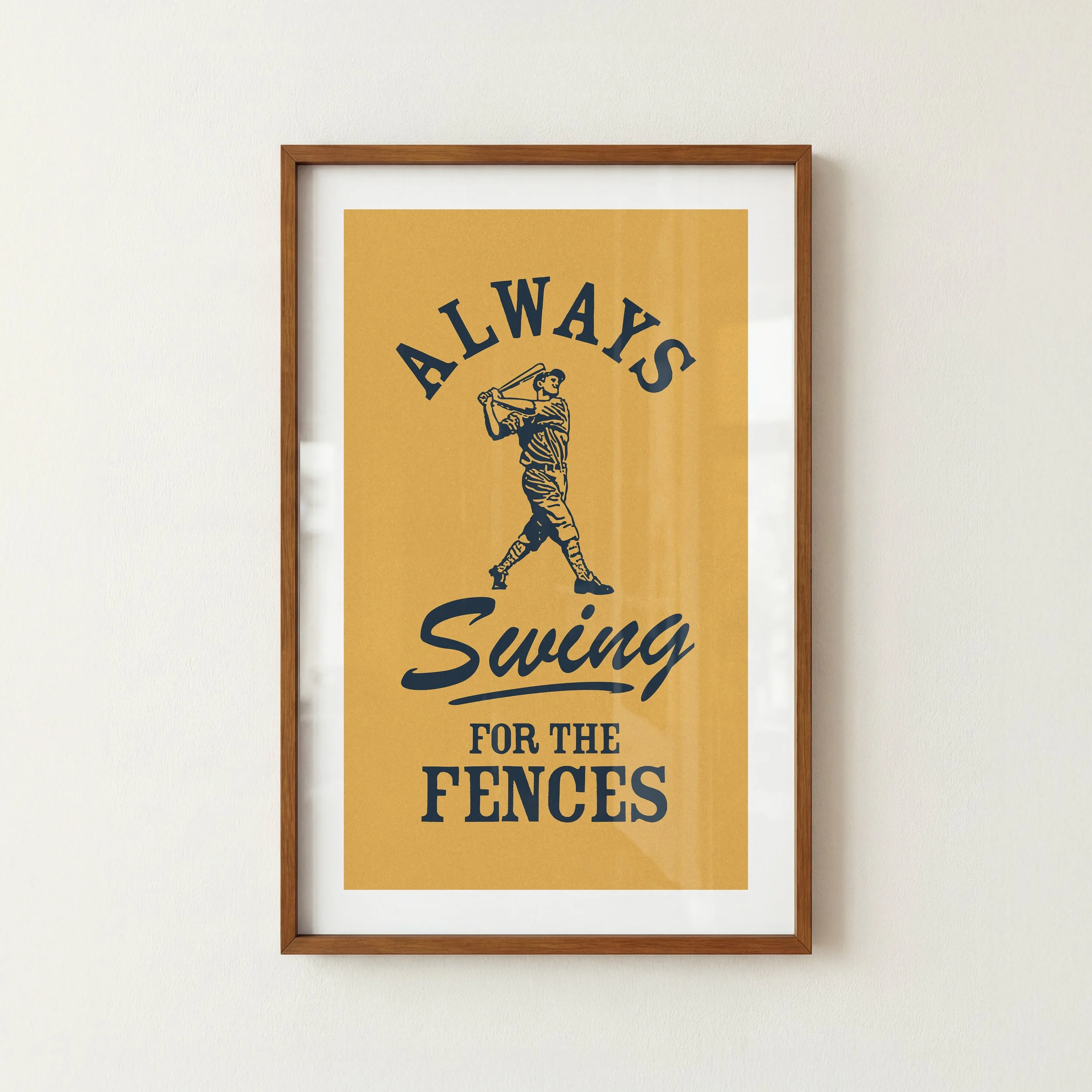 Swing for the Fences Baseball Print - Retro Sport Poster