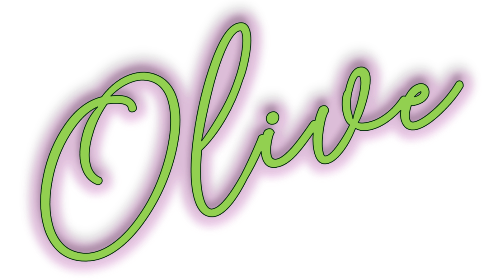 Neon sign that says 'Okie' in cursive green text with a purple glow