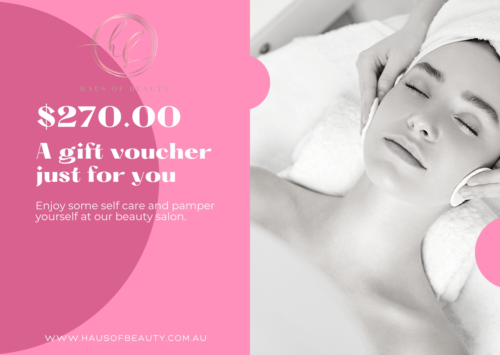 Haus Of Beauty gift voucher Randwick Sydney | $270 spa facial gift card