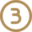 A brown circle with a number 3 inside it