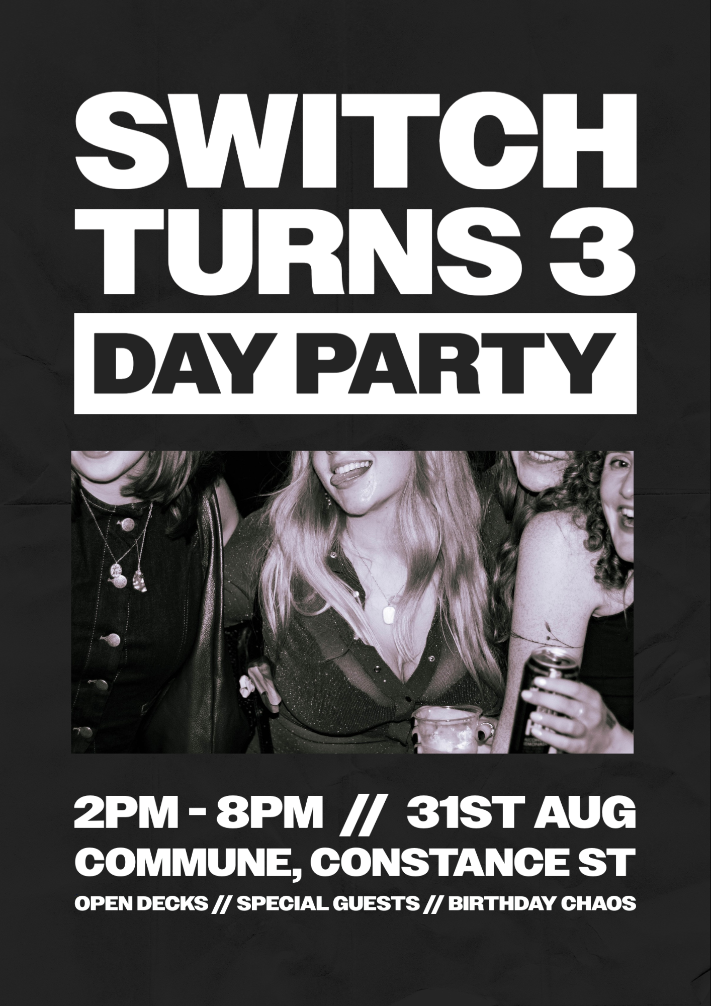 Poster for Dyke rights to party event featuring images of two women and a collage of LGBTQ+ Pride images, including a protest with signs like 'I am a lesbian and I am beautiful' and 'Experience Dyke Pride for yourself.' Text includes details about Liverpool Pride after-party from 10 PM to 4 AM at Quarry Liverpool on Hardman Street.