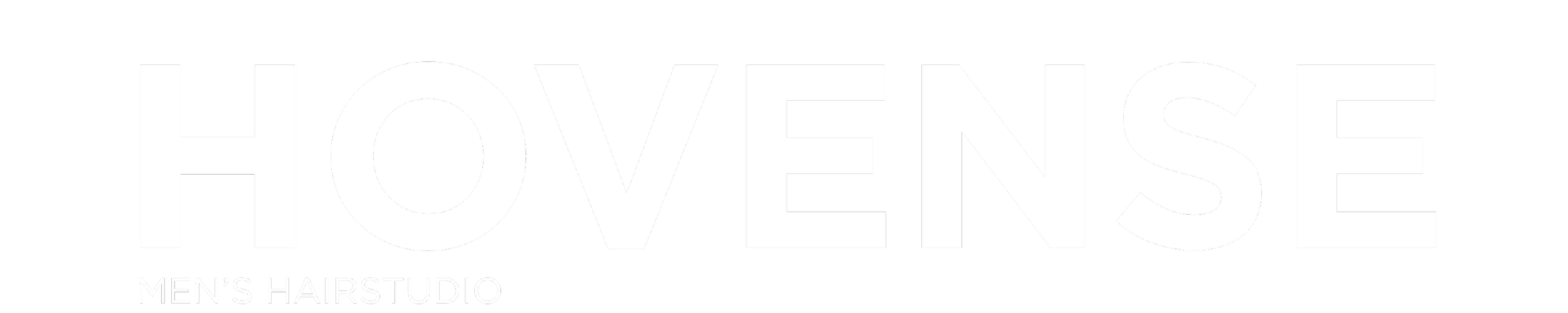 Black and white logo for Hovense Men's Hairstudio with bold text.