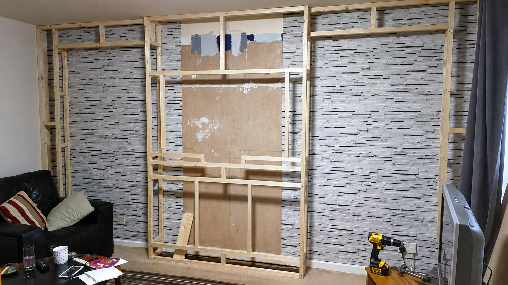 Frame work added and alcoves on each side created. 