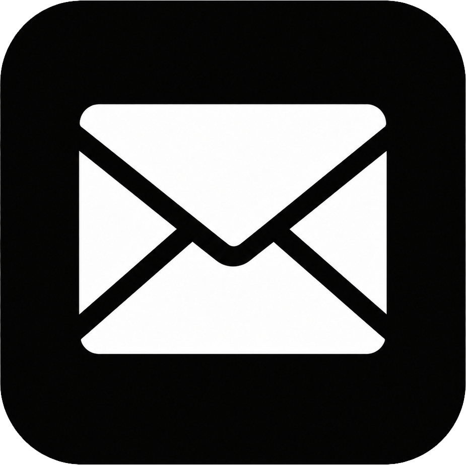 Icon of an envelope on a black background, representing email or messaging.