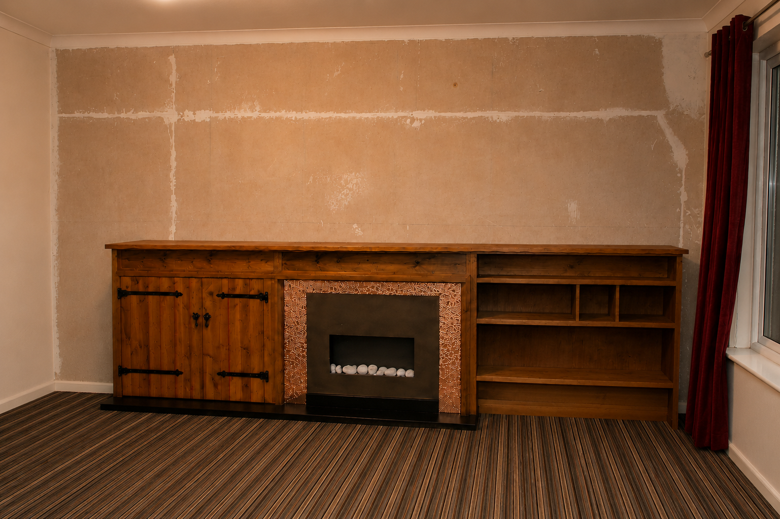 Wall paper stripped and room cleared. 