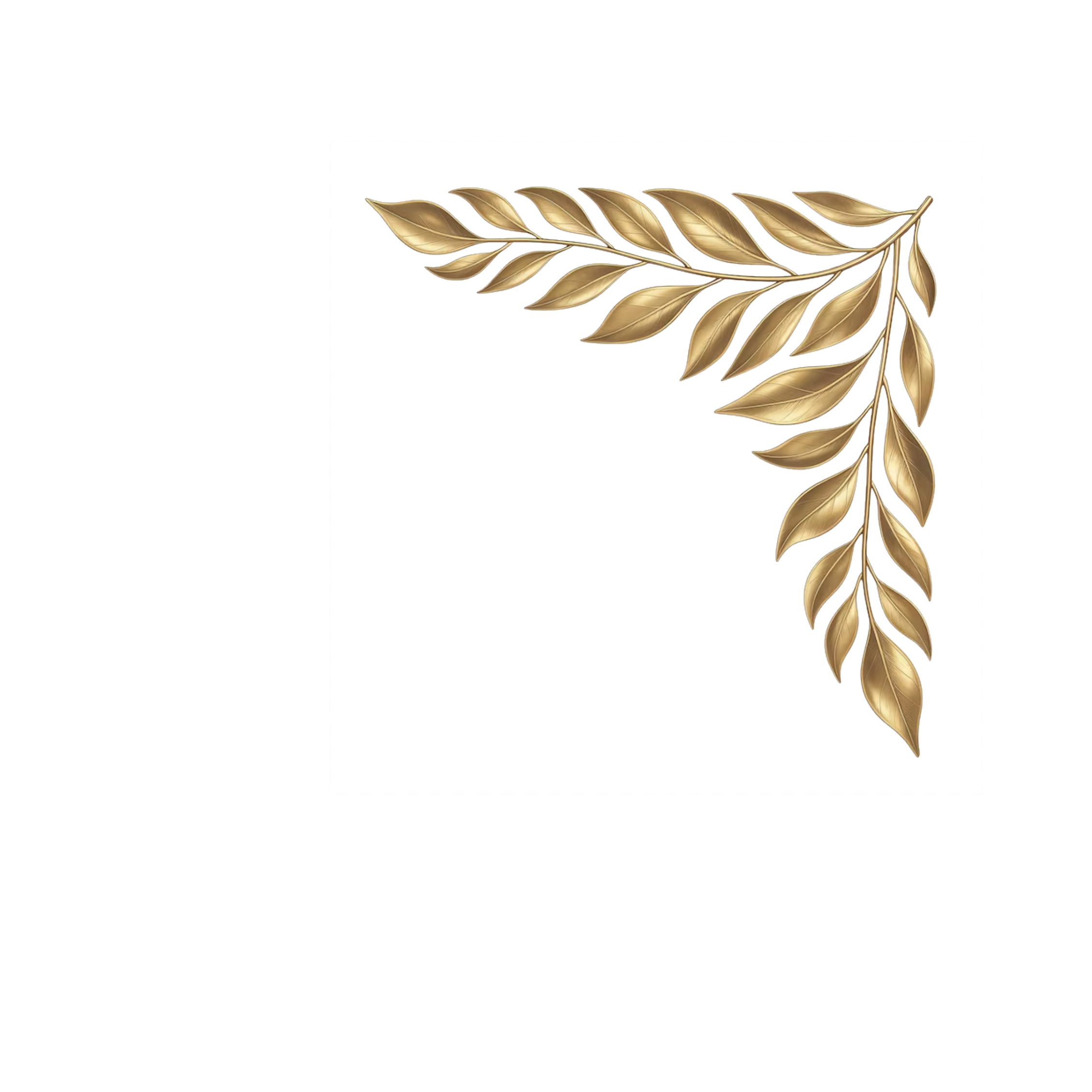 A decorative branch with gold-colored leaves.