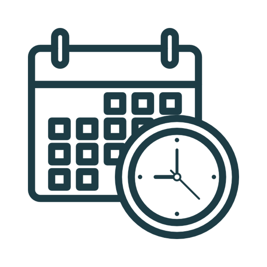 Calendar and clock icon representing scheduling or time management