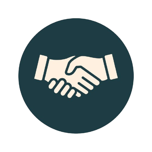 Icon of two hands shaking, symbolizing agreement or partnership.