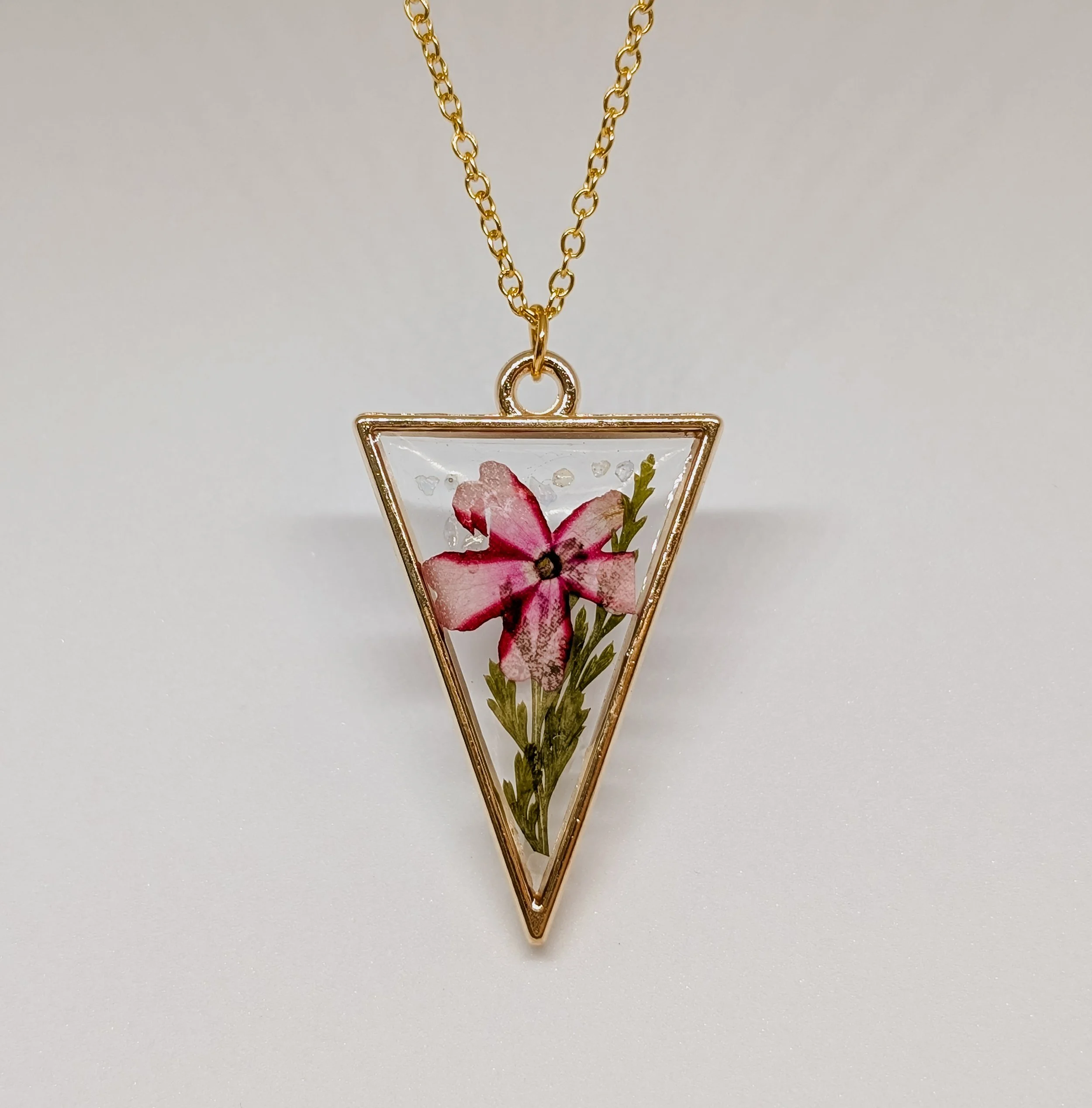 Botanical Collection- Dried Pink Phlox Flower Resin Necklace