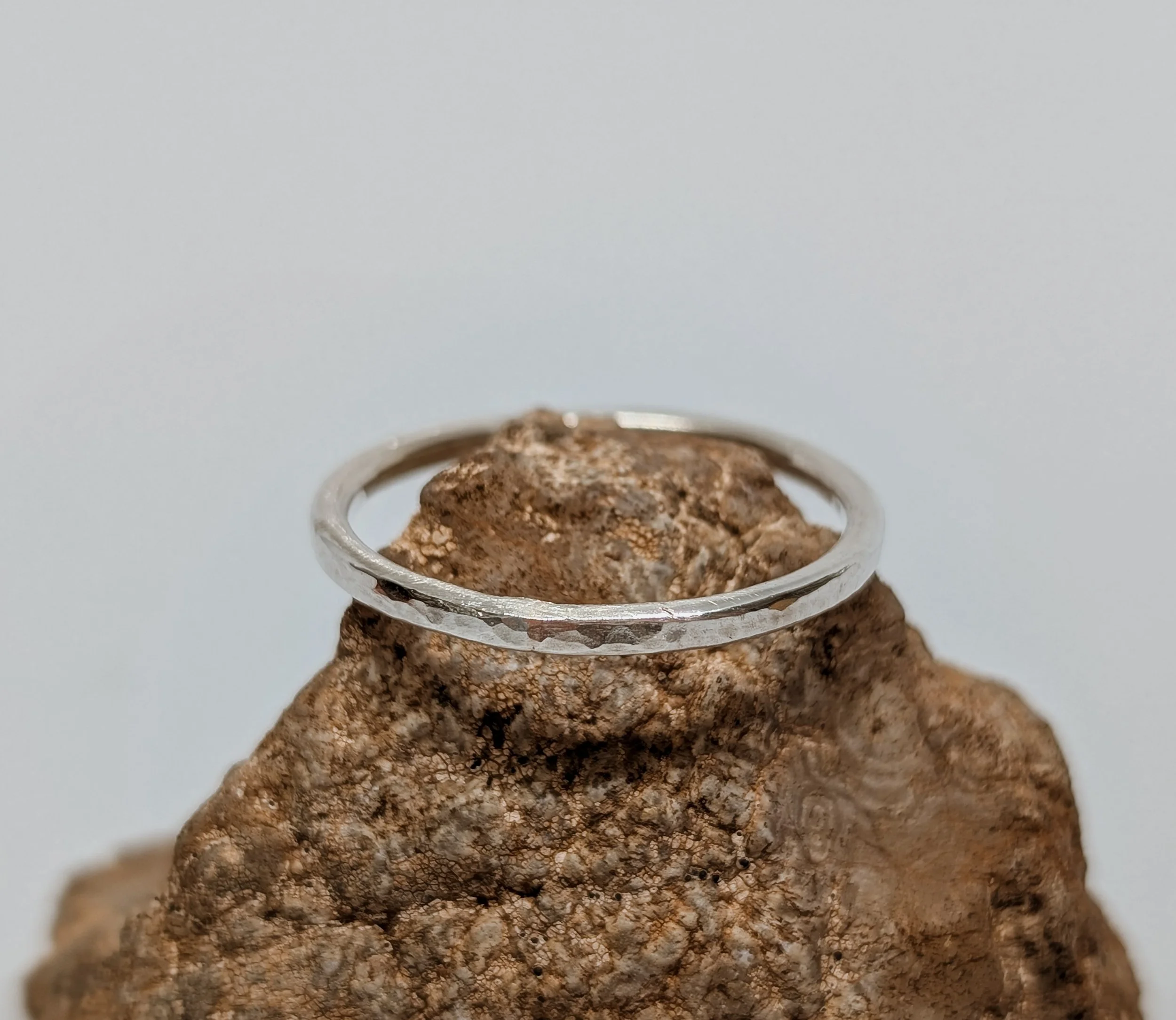 Sterling Silver Hammered Band Stacking Ring