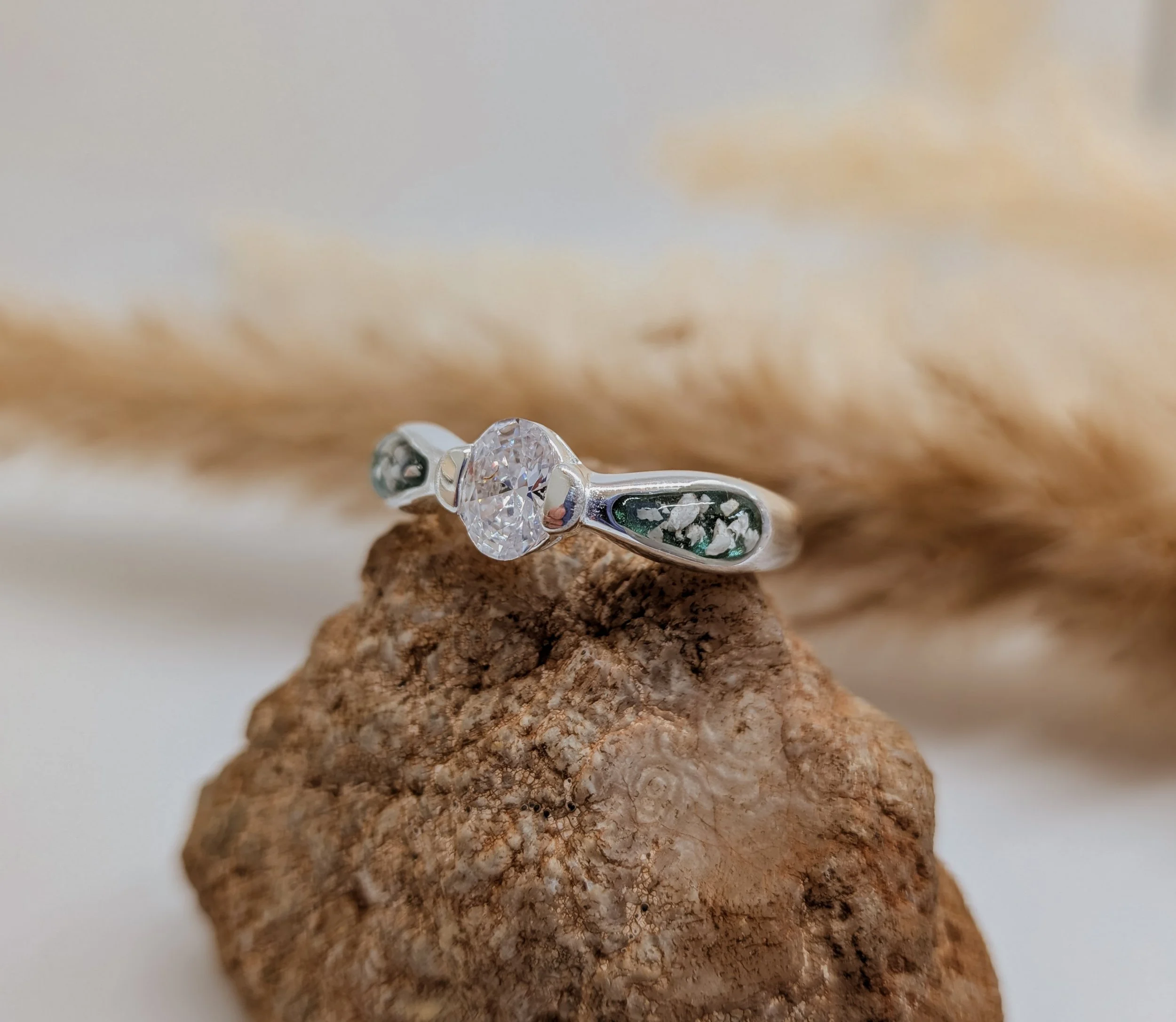 Seraphine- Beautiful Solitaire Memorial Ashes Sterling Silver Ring