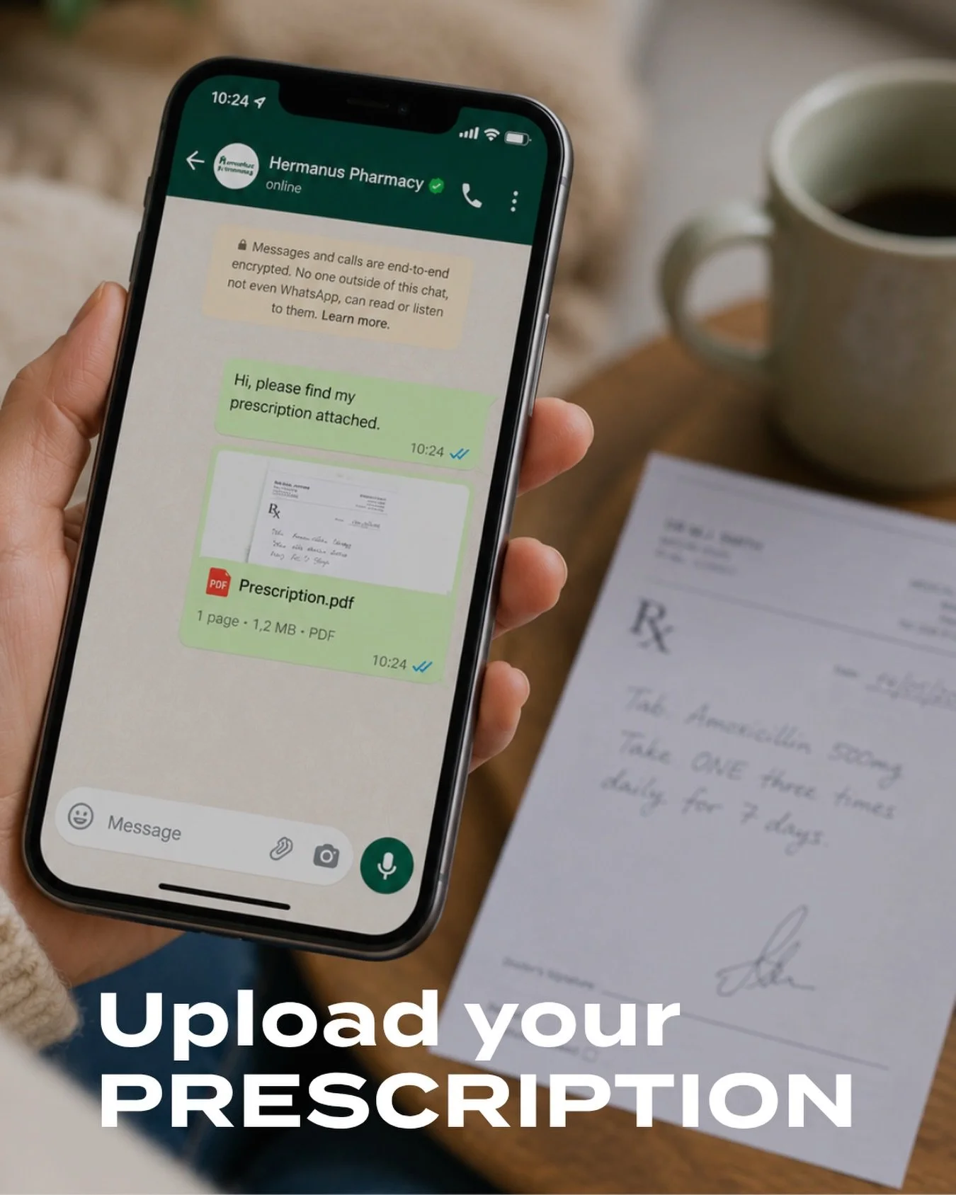 No need to stand in line with your prescription.

Simply send your script to us via WhatsApp or upload it through our website, and our team will prepare your medication for collection.

It&rsquo;s a simple way to save time, avoid unnecessary waiting,