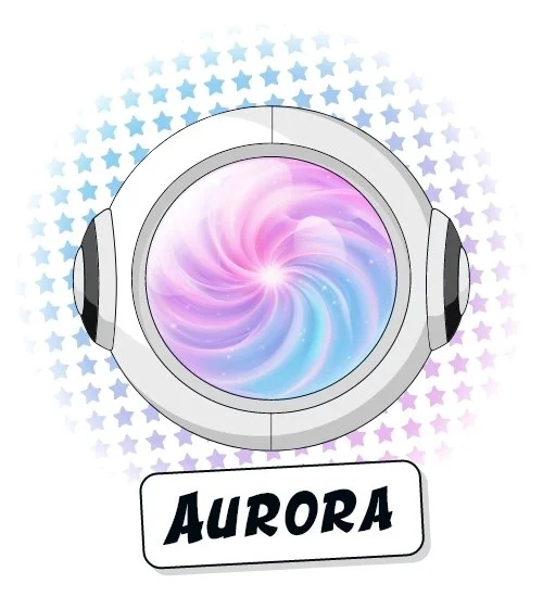 Aurora is the team’s wise mentor, and Starfire Alpha's glowing AI presence.