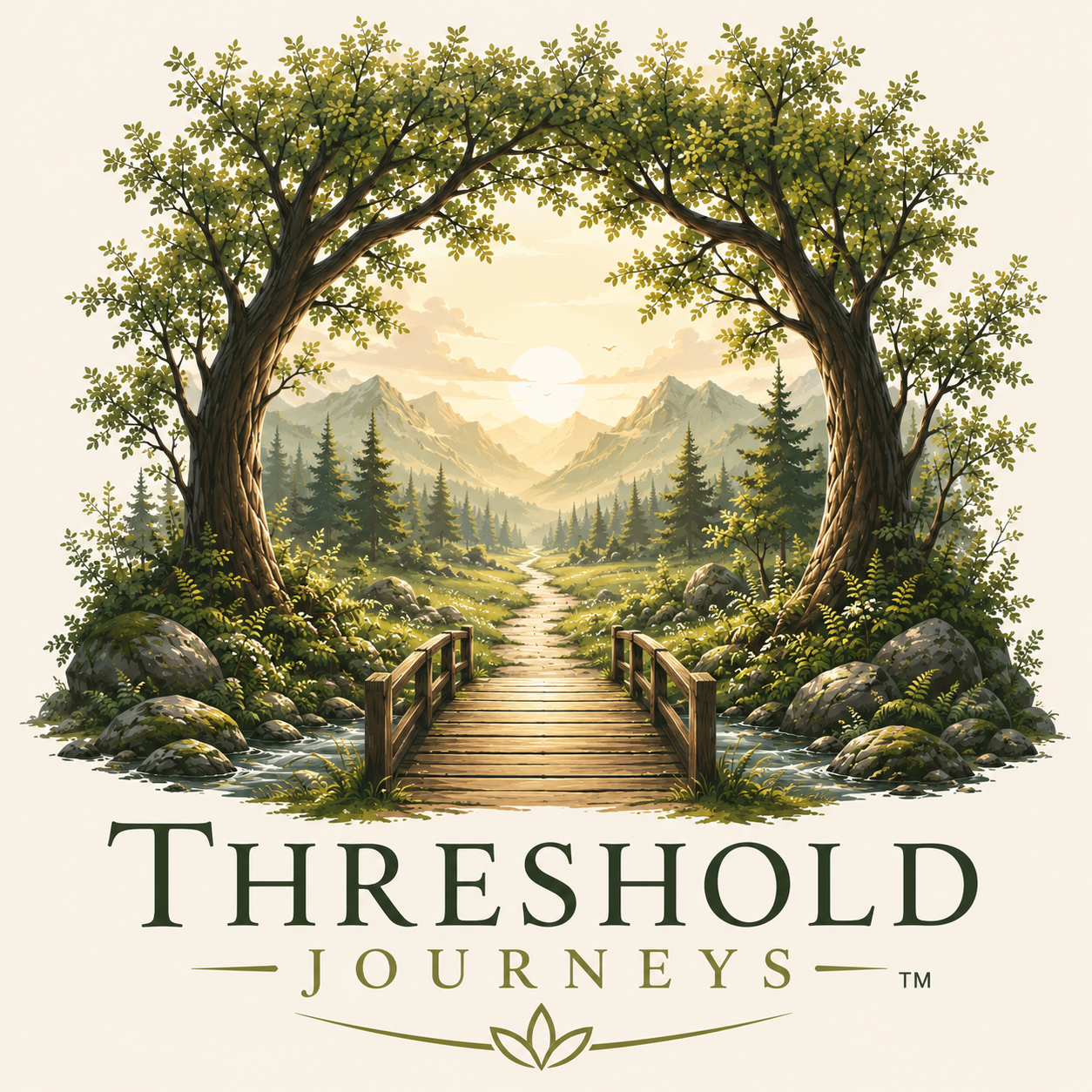 Threshold Journeys™: A forest image describing threshold journeys as way to explore the concepts of The Sovereign Self, Reclamation, S Wild Becoming, and Kinship