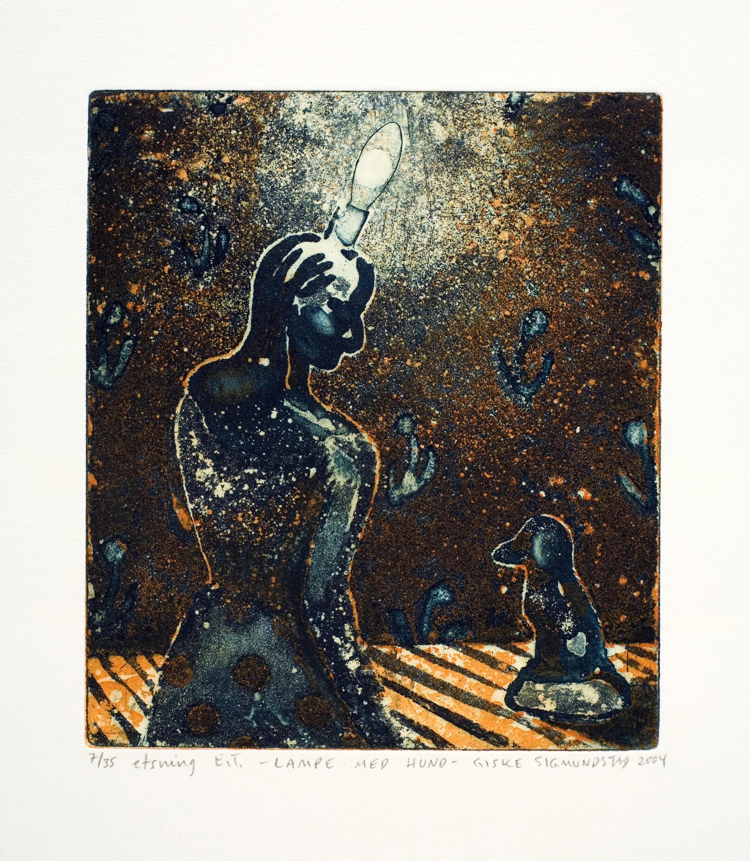 Lampe med hund:Lamp With Dog - etching, 2004, 20x17cm.jpg