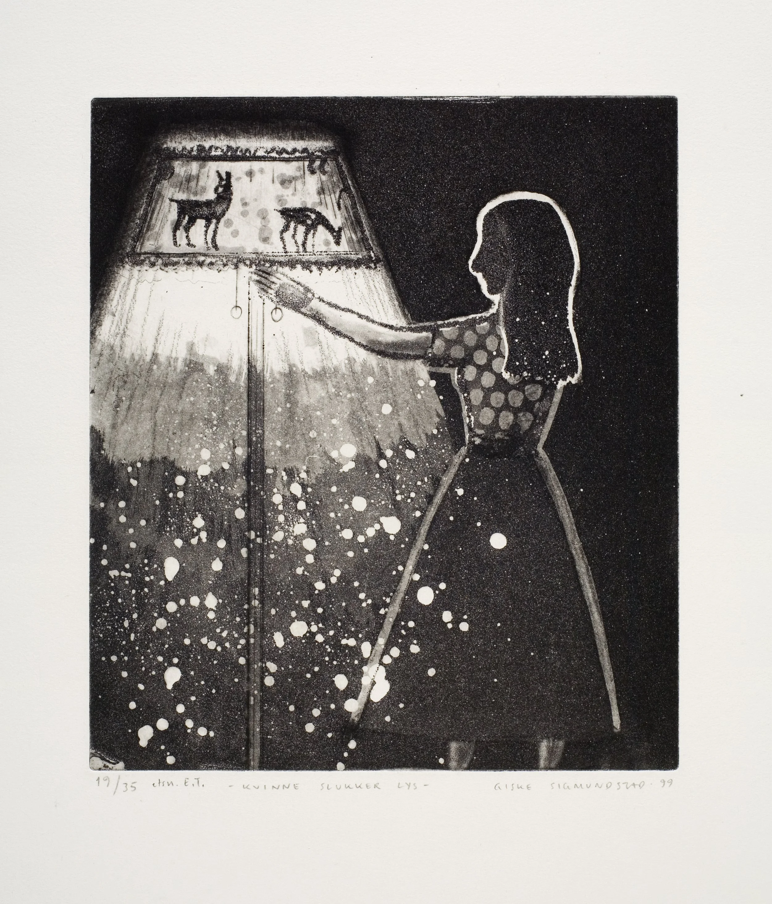 Kvinne slukker lys:Woman Putting Out The Light - etching, 1999, 26x23cm.jpg