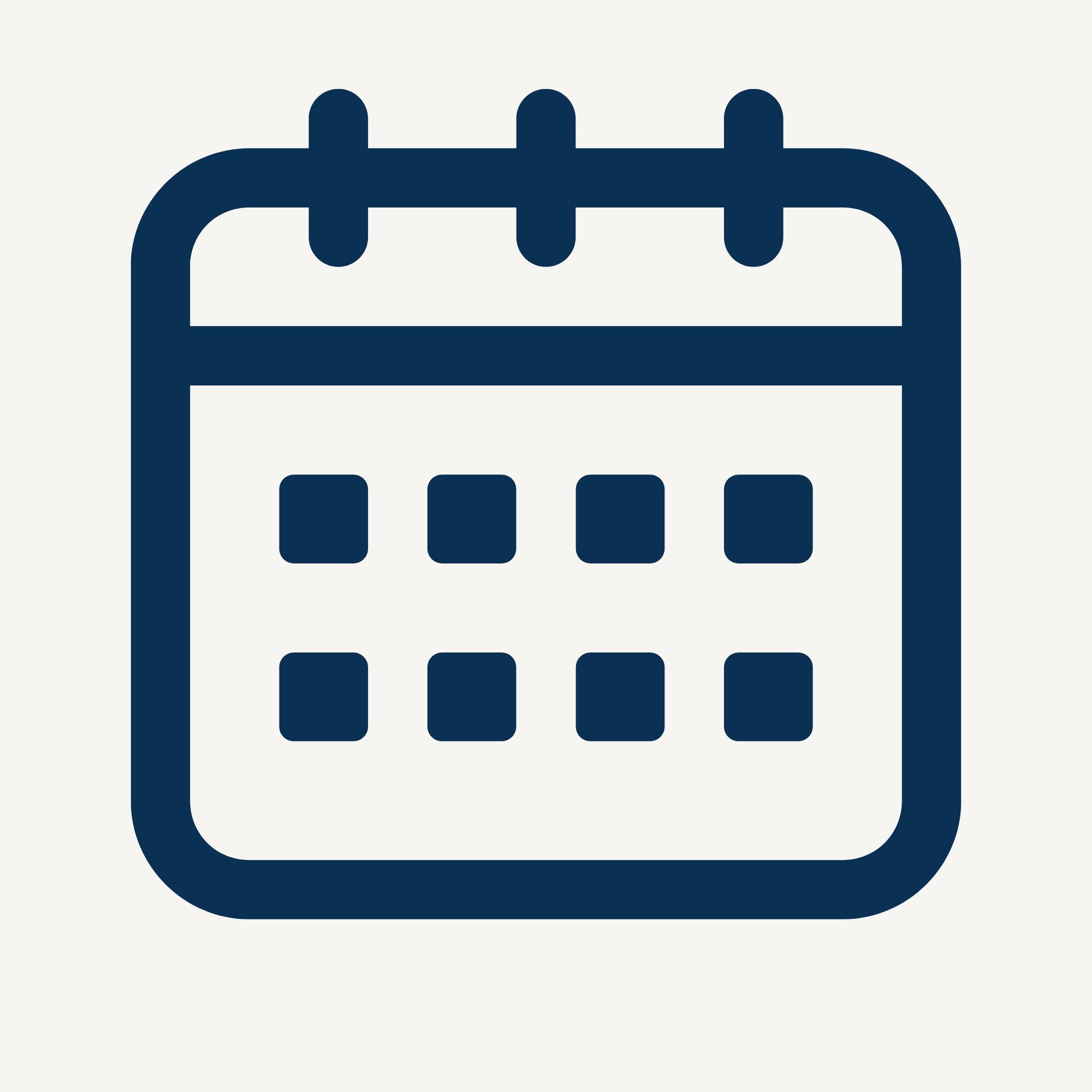 Icon of a calendar with three horizontal lines at the top and four blocks below, representing dates.
