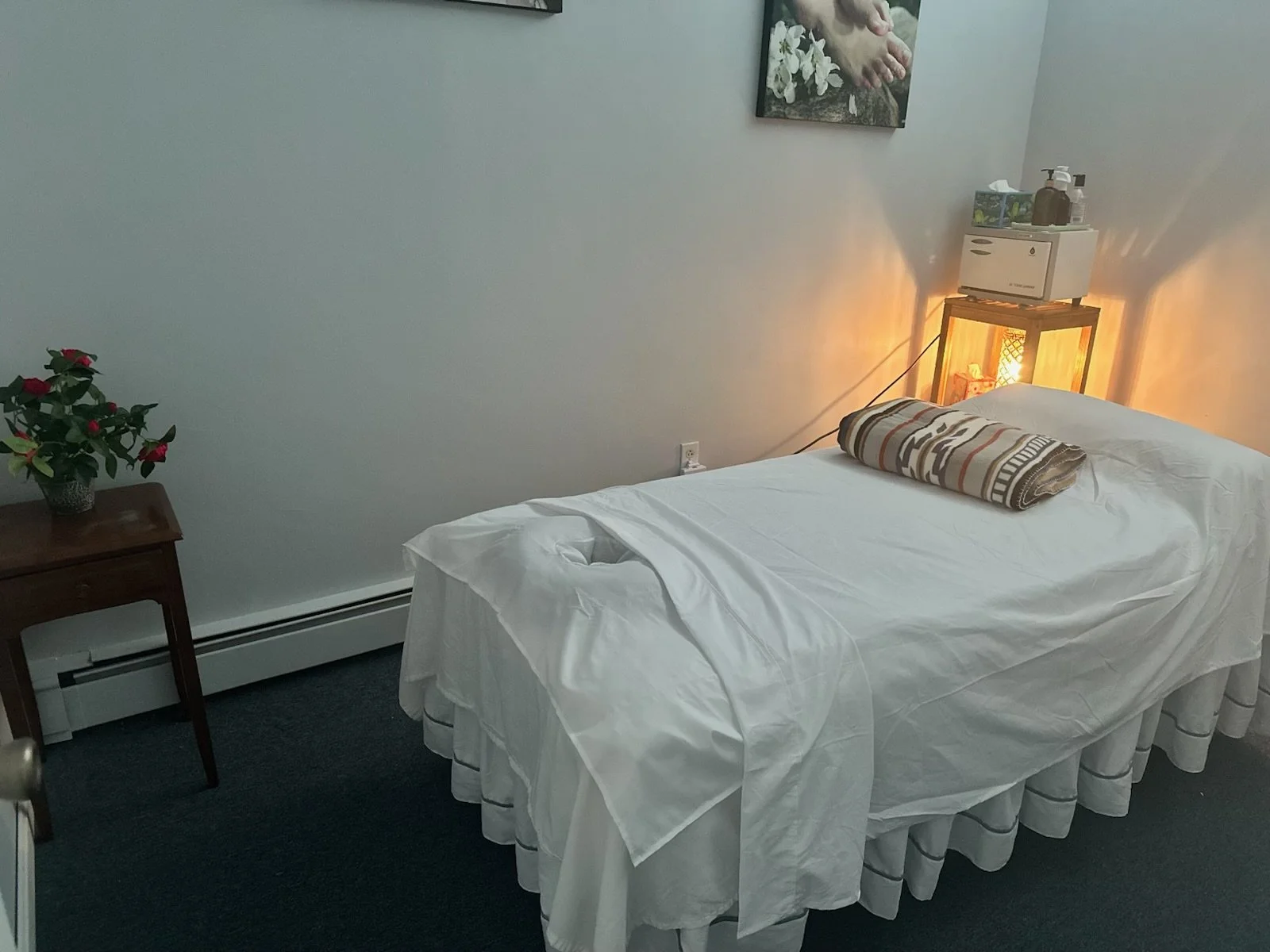 A massage table in a nice, clean quiet room at Moon Day Spa Massage