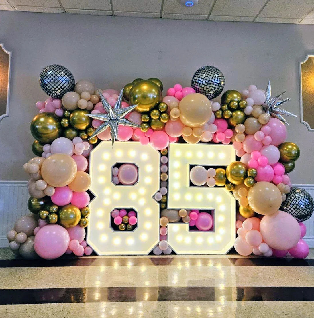 85 BIRTHDAY CELEBRATION WITH 4 FT WOODEN MARQUEE NUMBERS