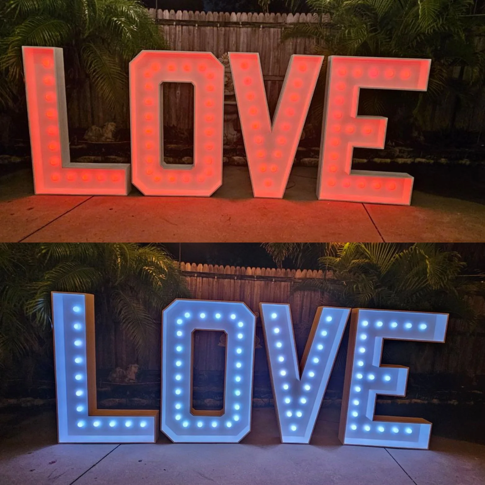 LOVE MARQUEE LETTERS WITH COLOR CHANGING LED LIGHTS