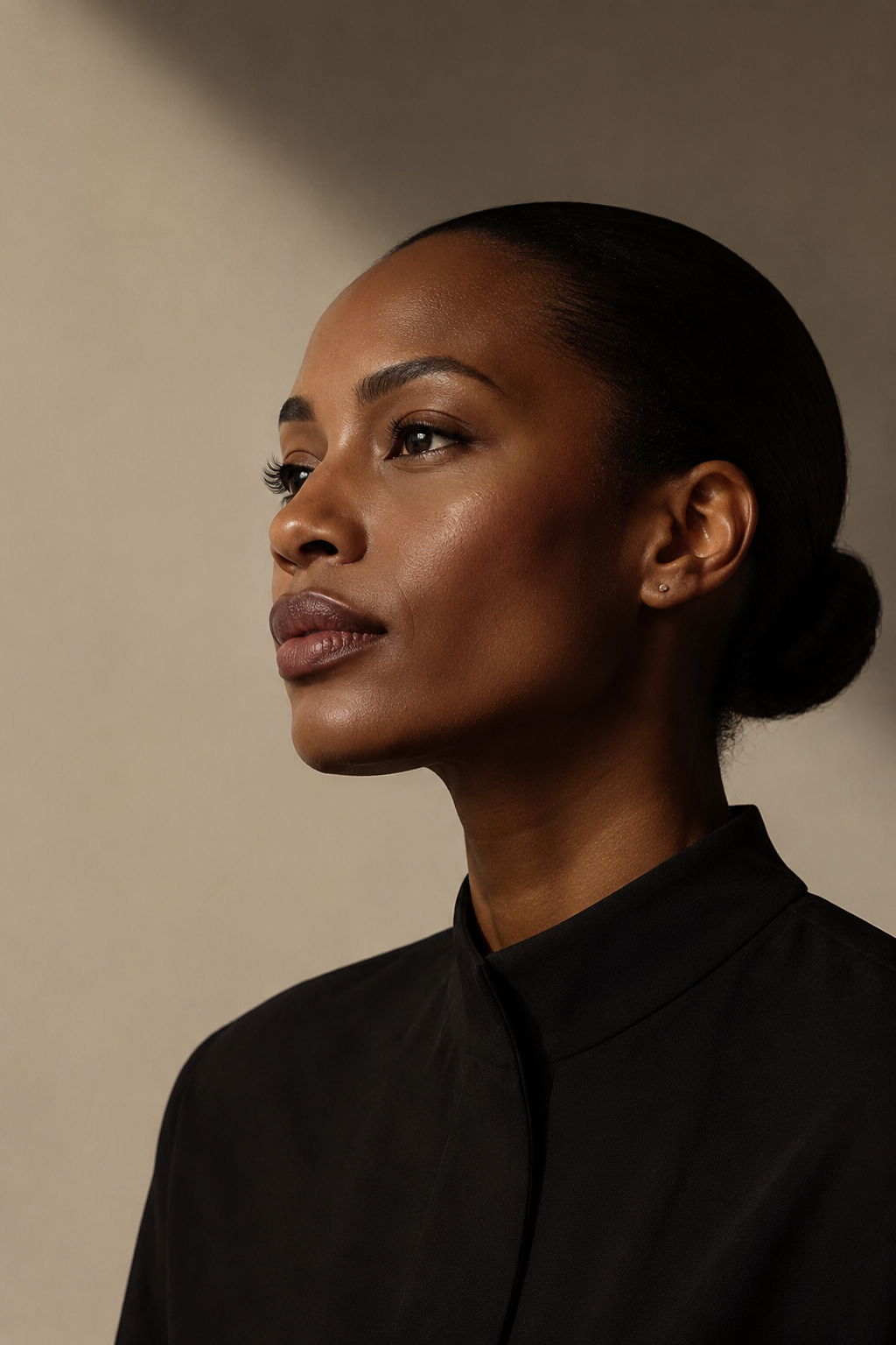Editorial side-profile portrait illustrating facial balance and proportion for FORMED. in Silver Spring, Maryland