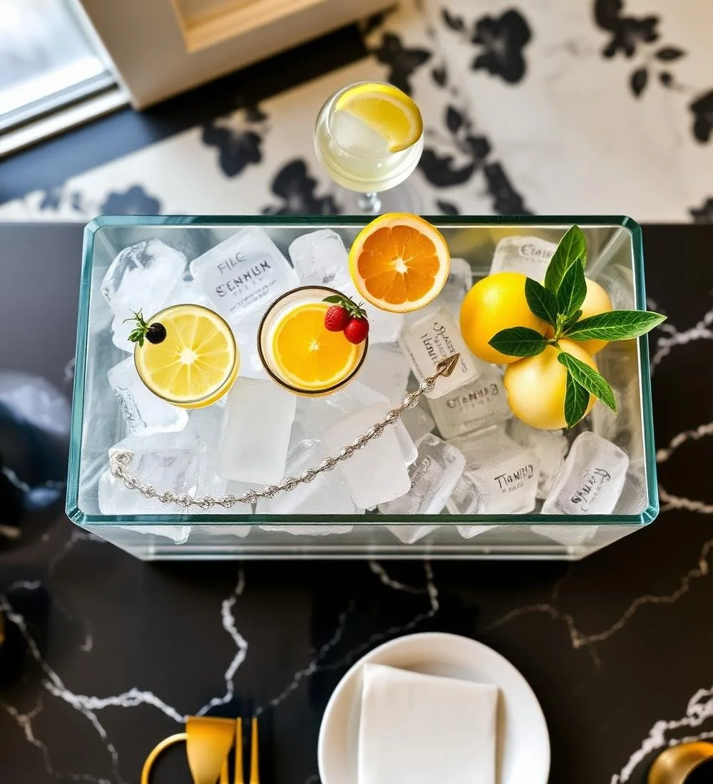 Cocktail station with ice display