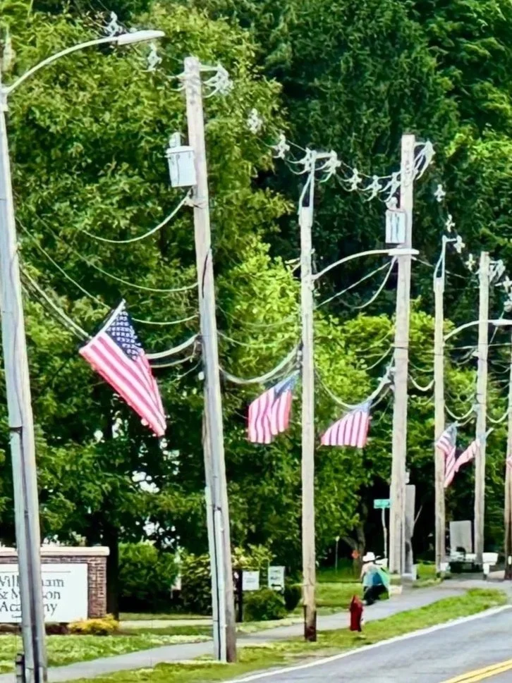 Main Street, Wilbraham dressed for the celebration.