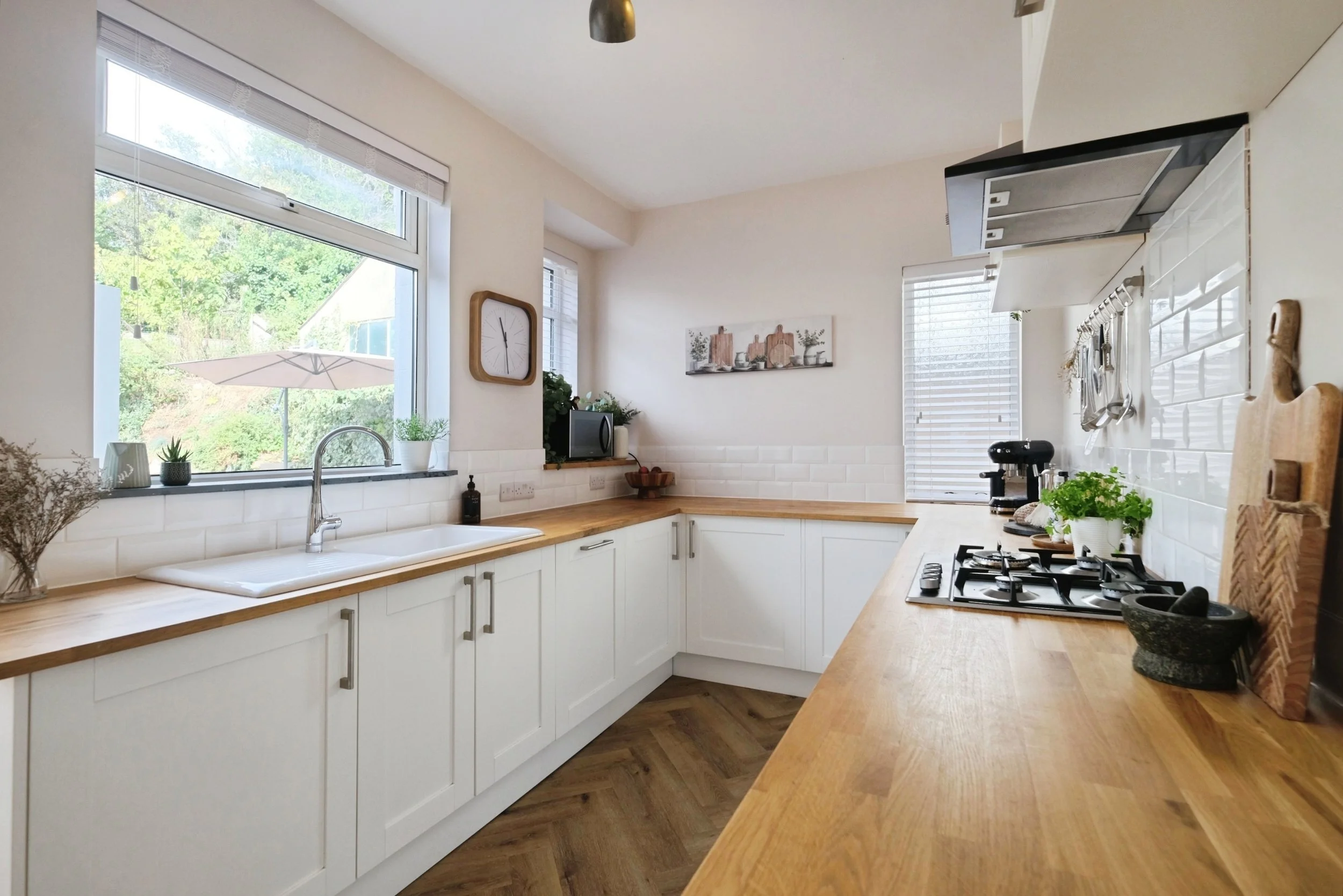 Contemporary styled kitchen showing space and light