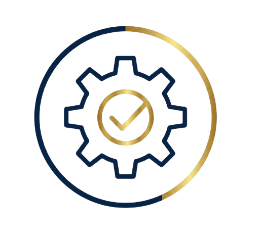 Icon of a gear with a clock in the center, symbolizing time management or productivity.
