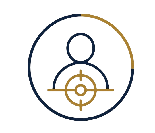 Icon of a person with a user target overlay