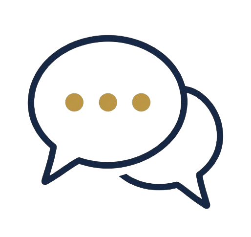 Two speech bubbles, one with three dots indicating a conversation or message.