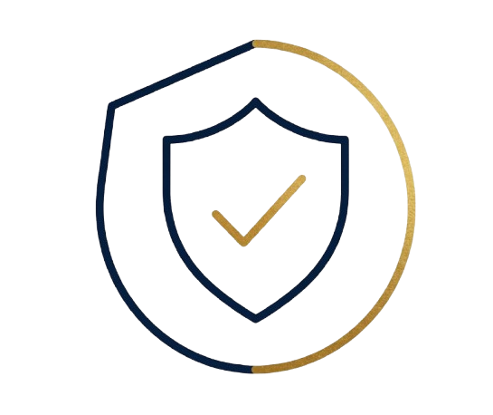 Shield icon with a checkmark inside, symbolizing security or protection.
