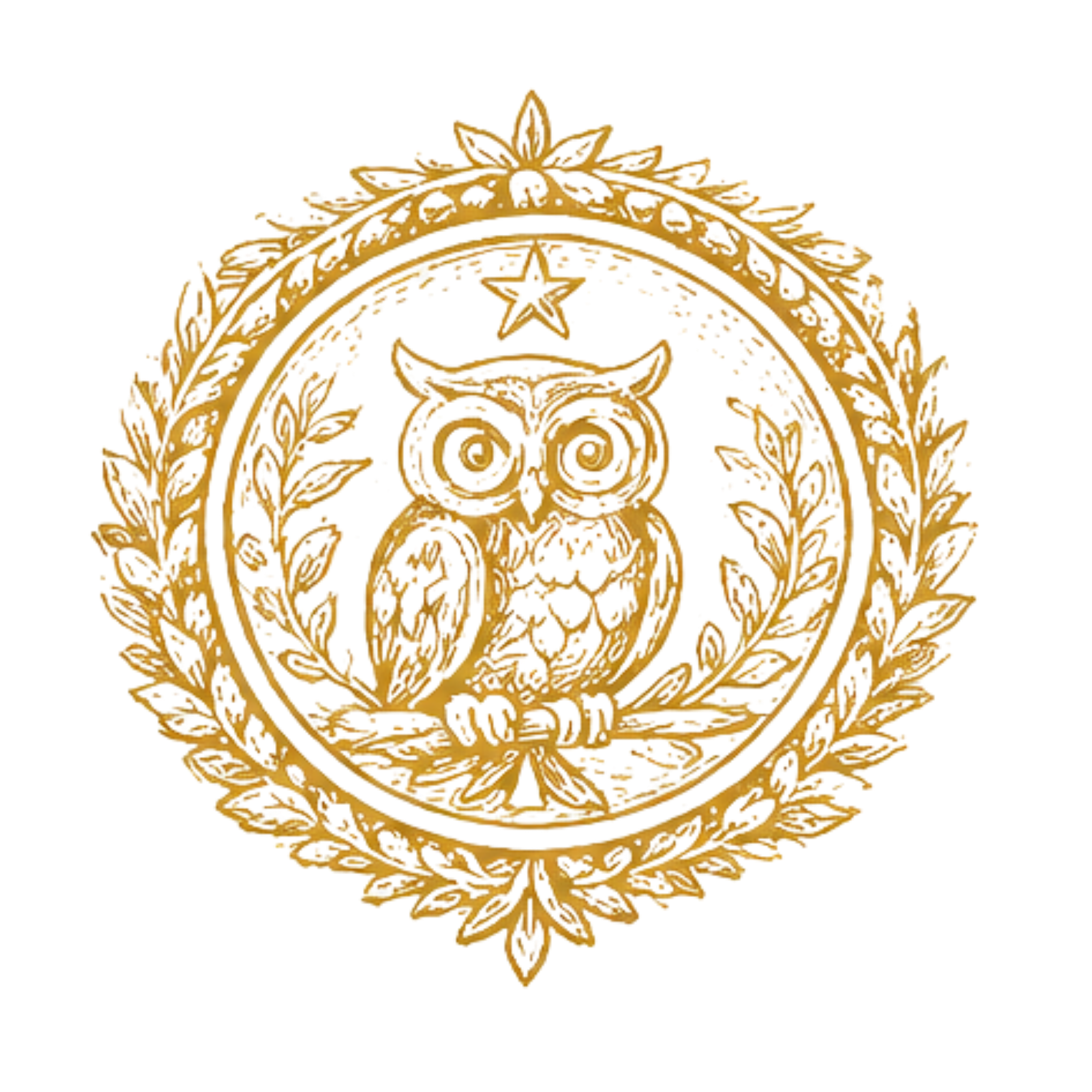 Close-up of a gold ornate relief sculpture of the four seasons within a laurel wreath.