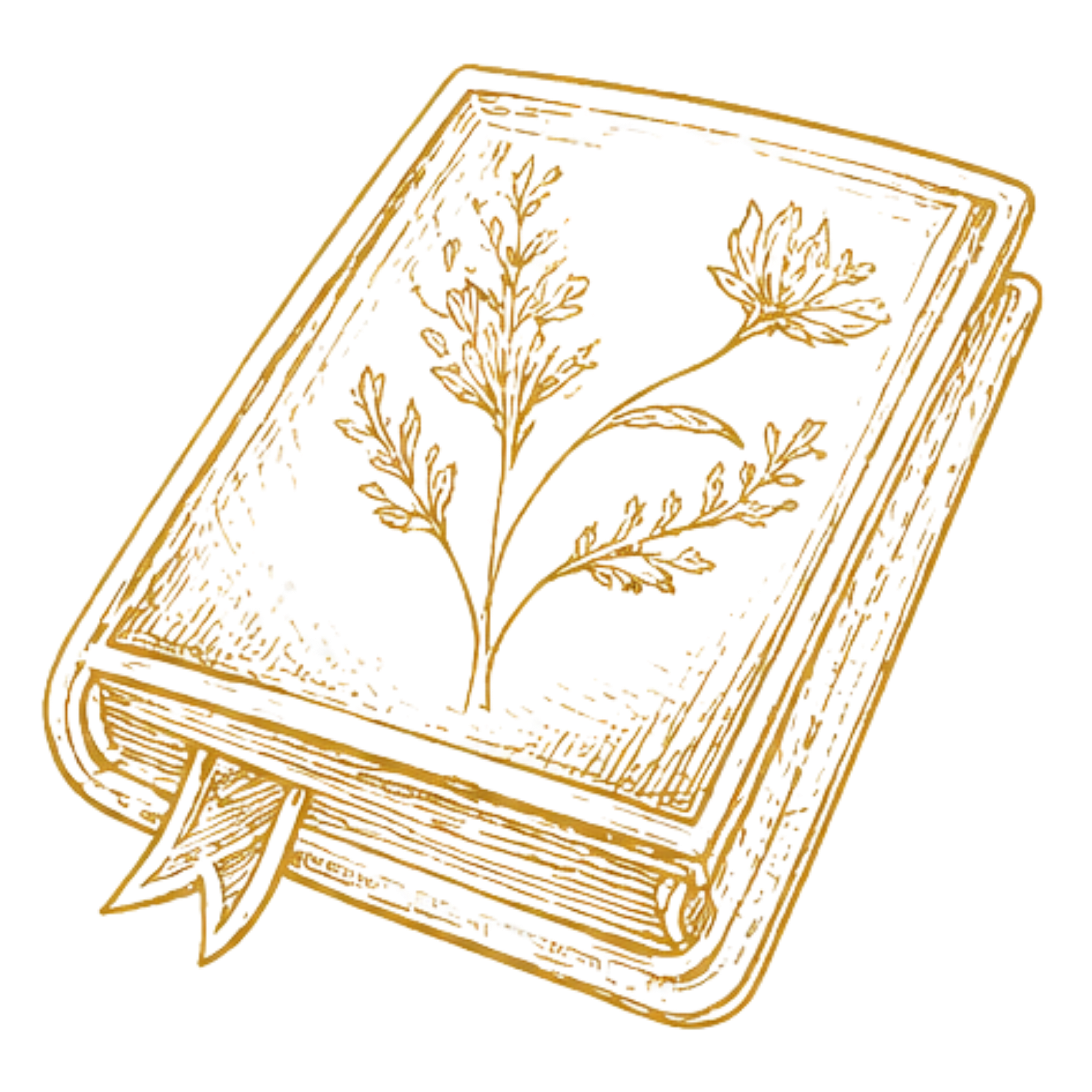gold book with floral design on the cover and bookmark sticking out of the bottom