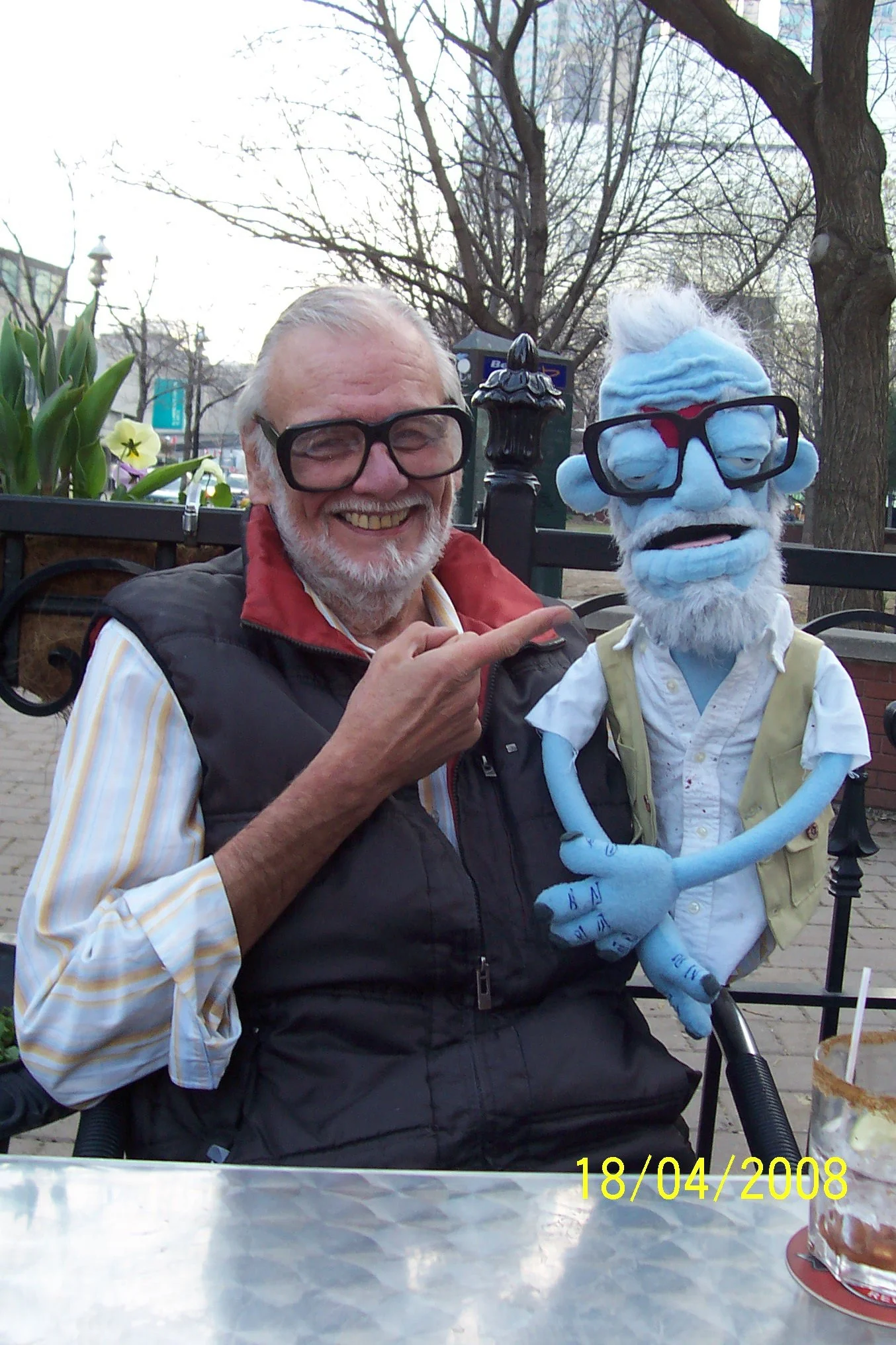 Romero hand puppet gift 
Photo says 2008but that seems too long ago. Maybe though. Time does fly 