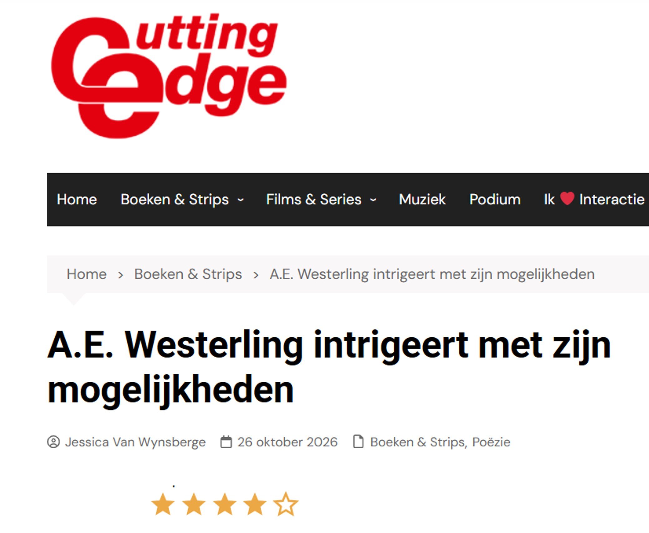 De eerste recensie: vier sterren voor 'De mogelijkheden' op Cutting Edge!
