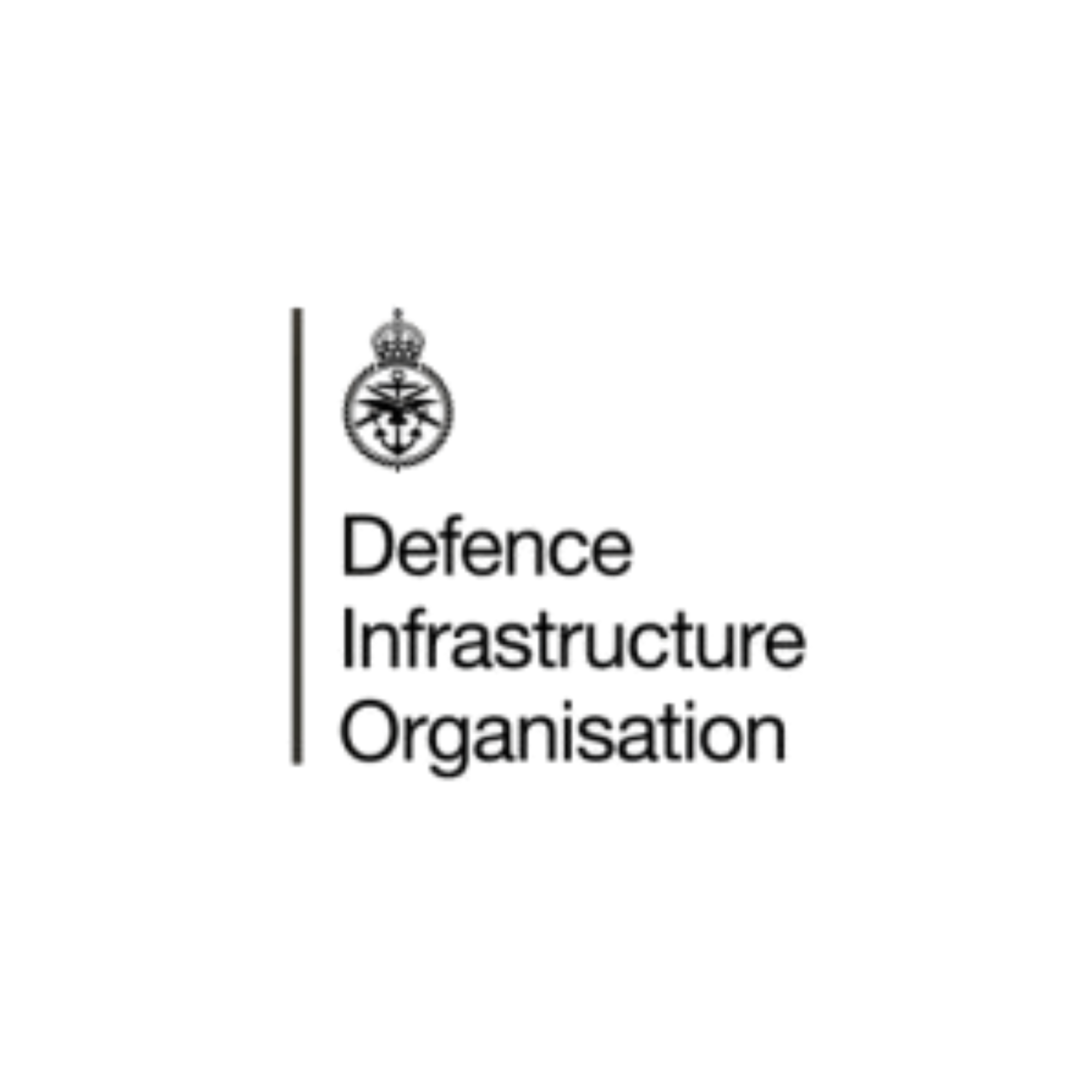 The logo of Defense Infrastructure Organization appears on a black background, featuring a shield with an eagle and a banner that reads 'Defense Infrastructure Organization'.