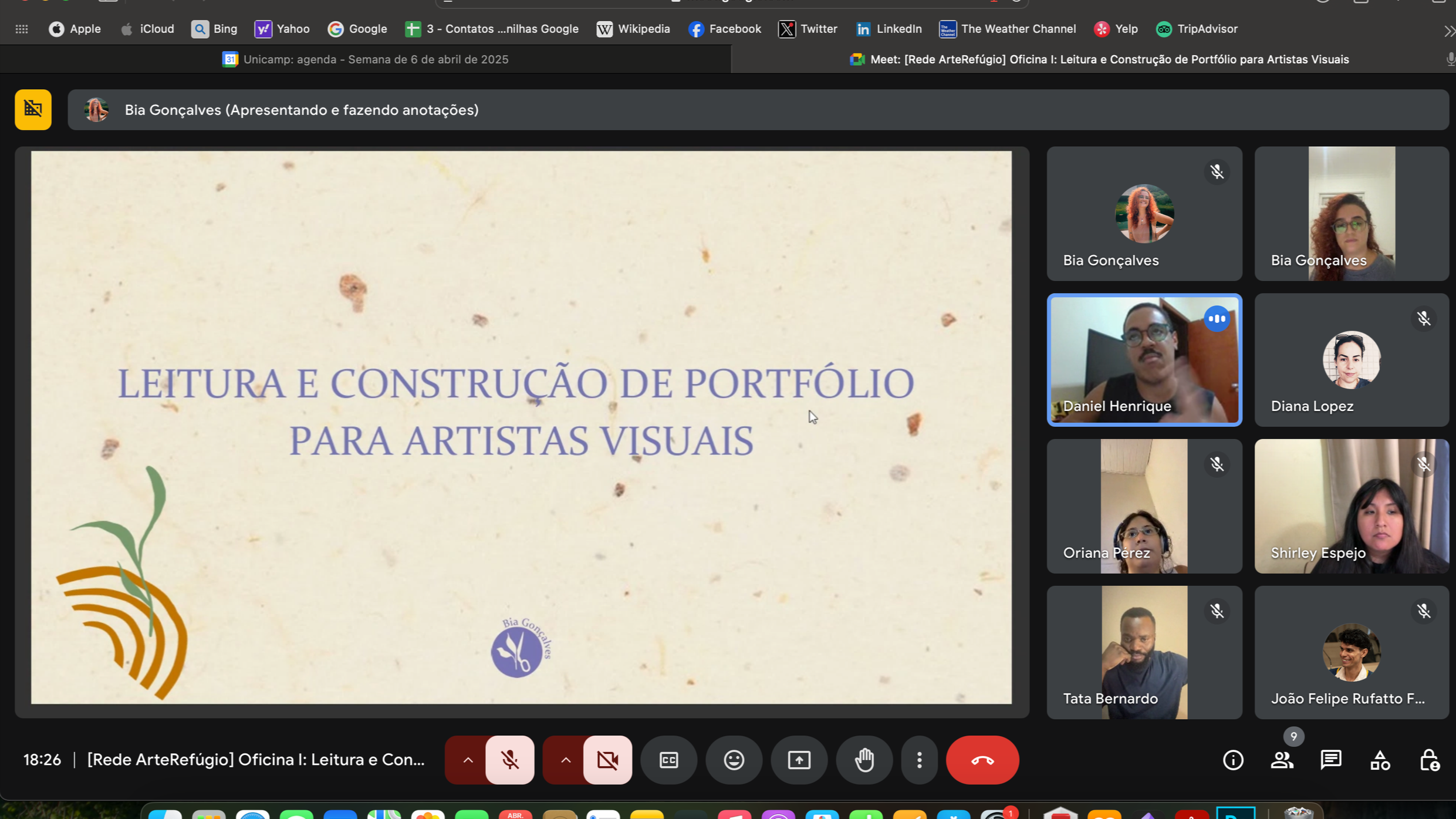 Registro da oficina com Bia Gonçalvez.
