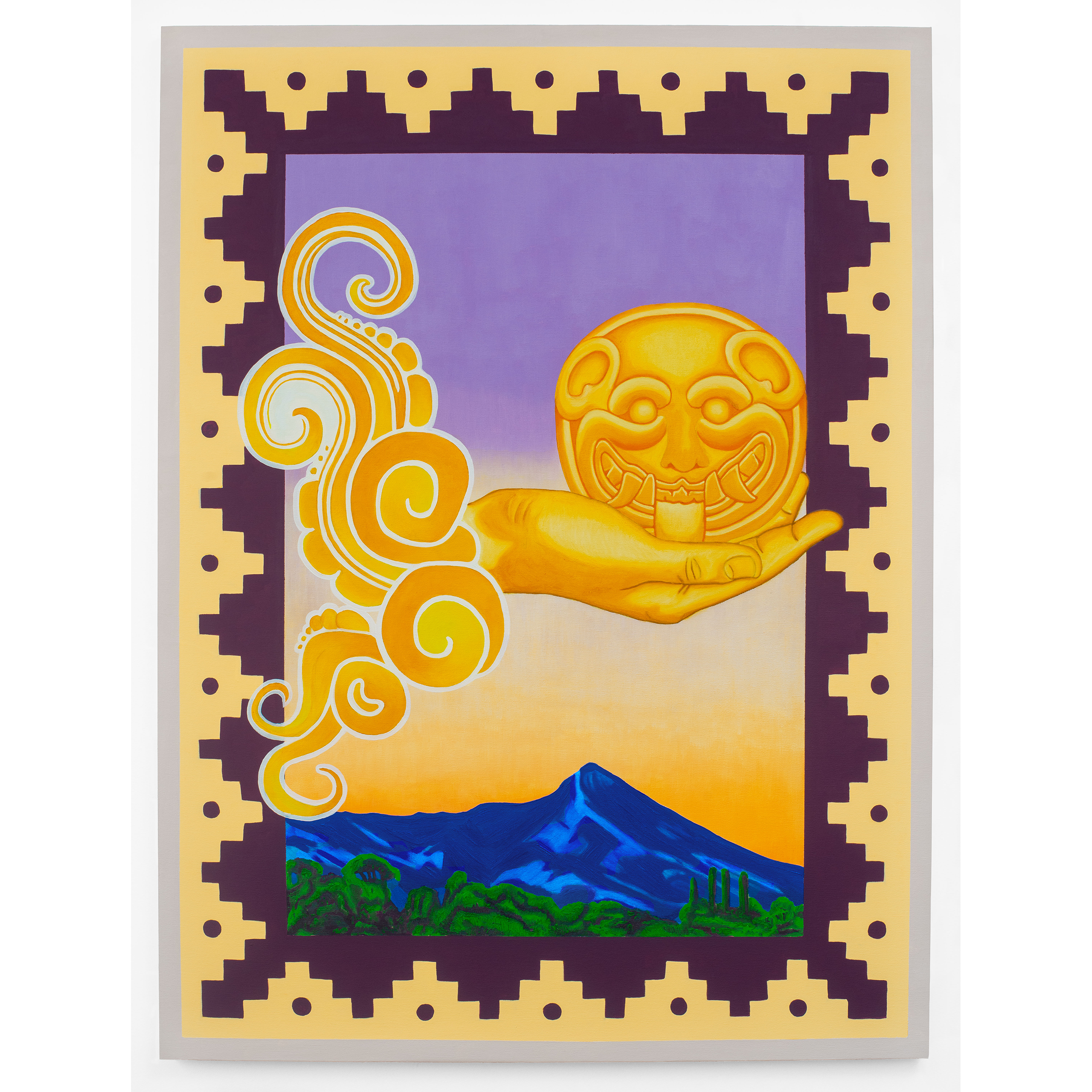 Amanhecer em Kuskatan (Vista del Picacho 2) (2026). Óleo e acrílica sobre tela, 120x90cm.