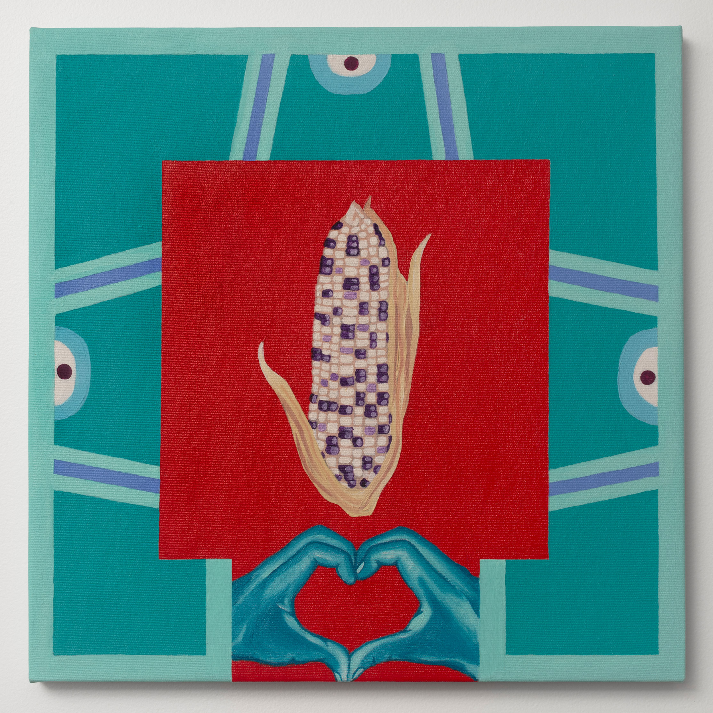 De Regreso a la Raices (2025). Óleo e acrílica sobre tela, 40x40cm.