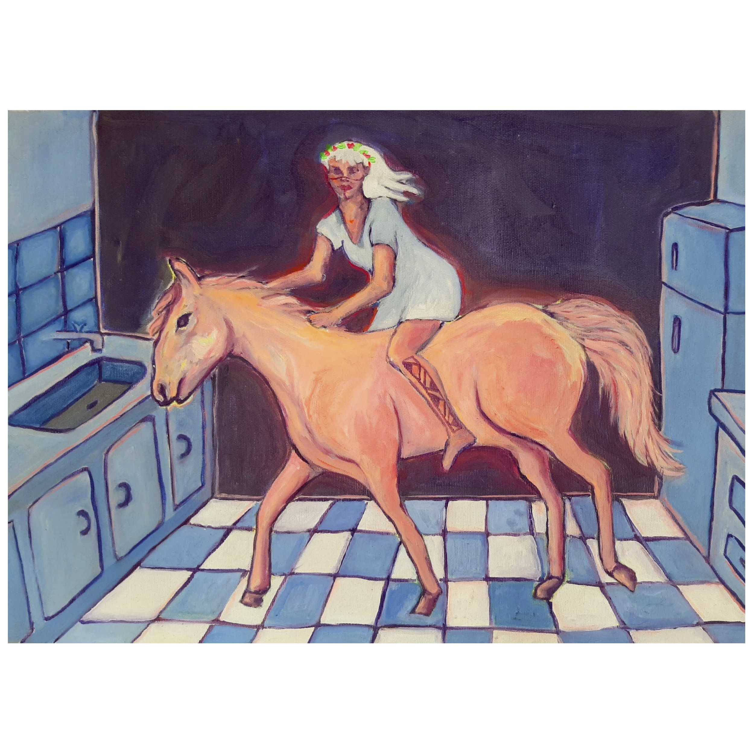 Fui para casa e lembrei do que sou feita, Você não tem poder sobre os meus sonhos (2023). Óleo sobre tela, 30 x 44 cm.