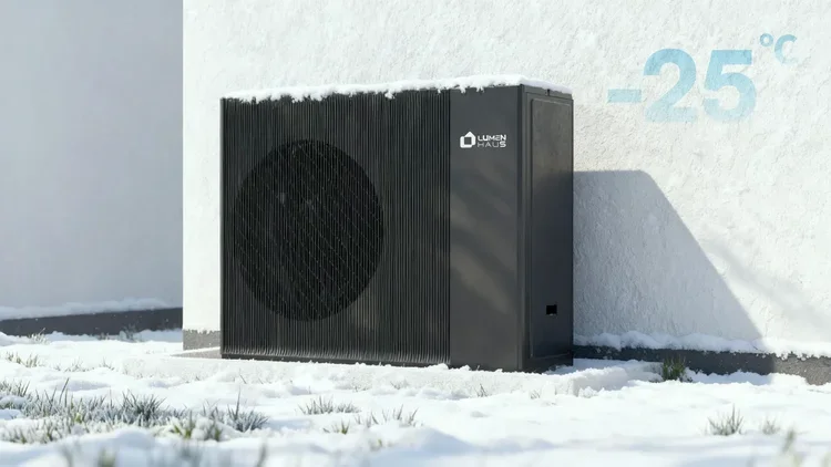 LumenHaus Wärmepumpe Winter -25 Grad homesun solar