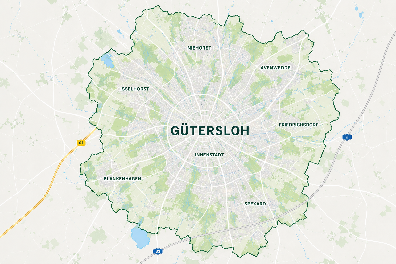 Stadtkarte Gütersloh und Umgebung