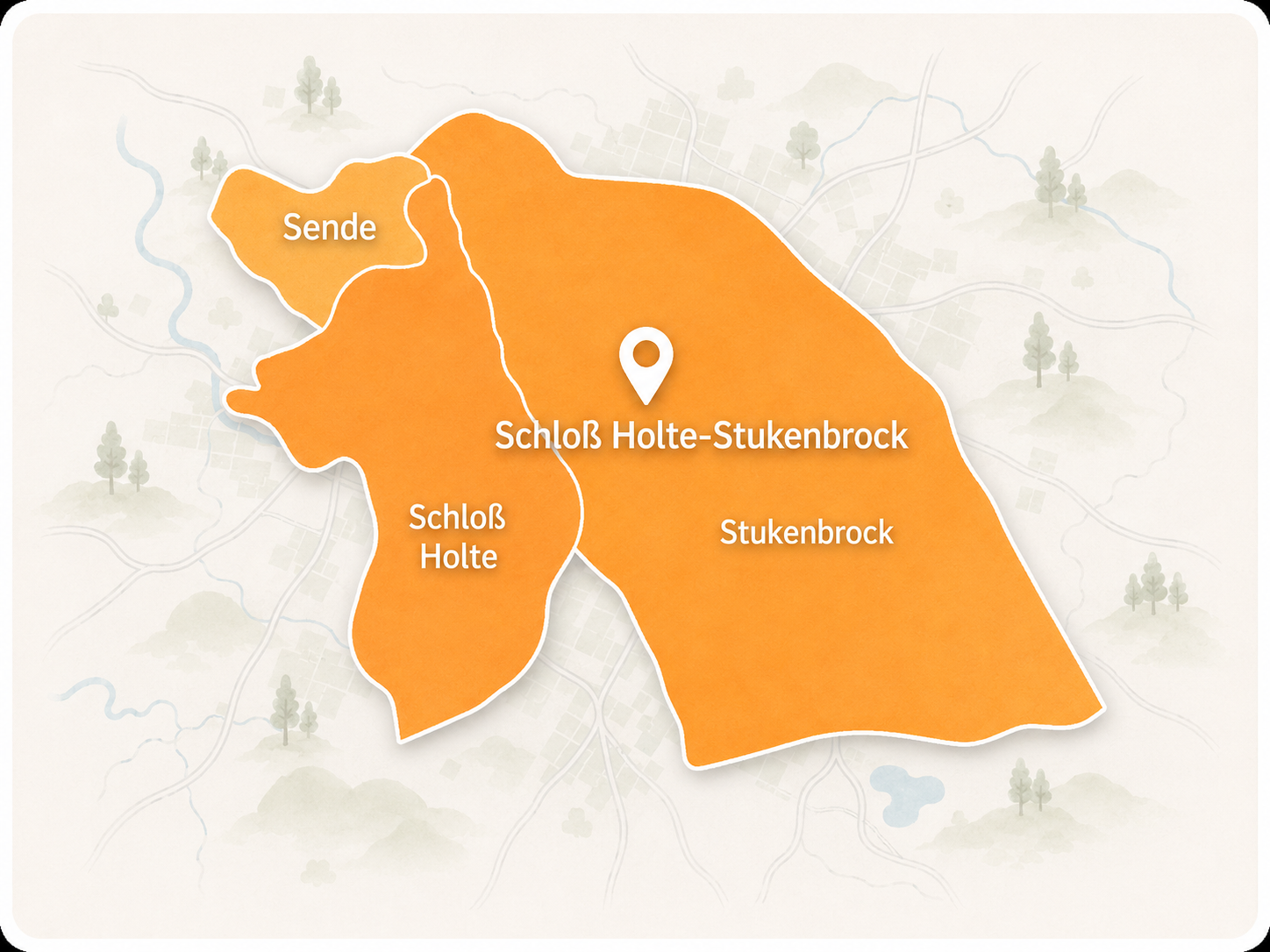 Karte der Stadtteile von Schloß Holte-Stukenbrock mit Sende, Schloß Holte und Stukenbrock
