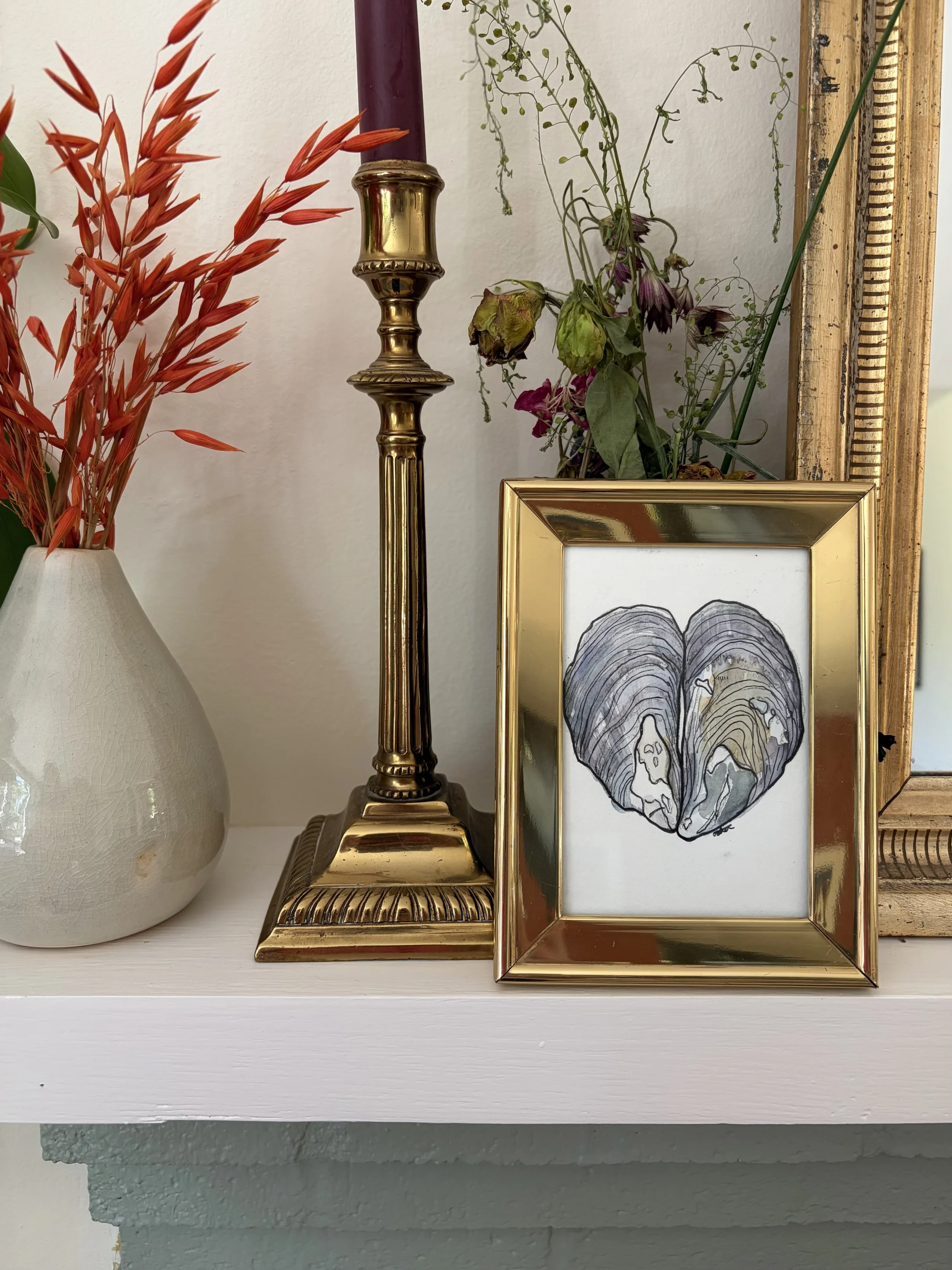 Cliff Island Mussel Heart 4X6 Framed Original