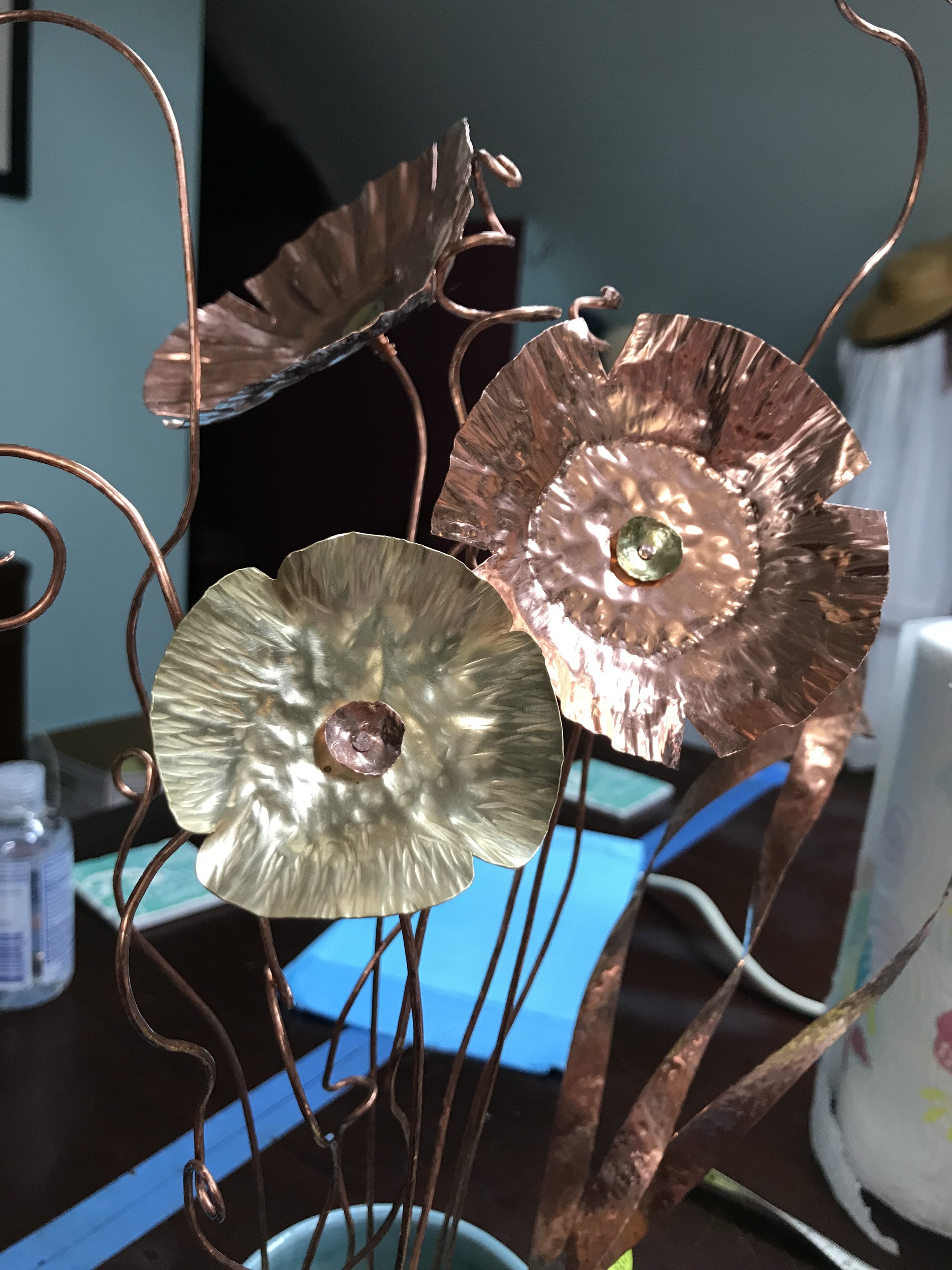 Work in progress, a bouquet of sculpted floral forms.