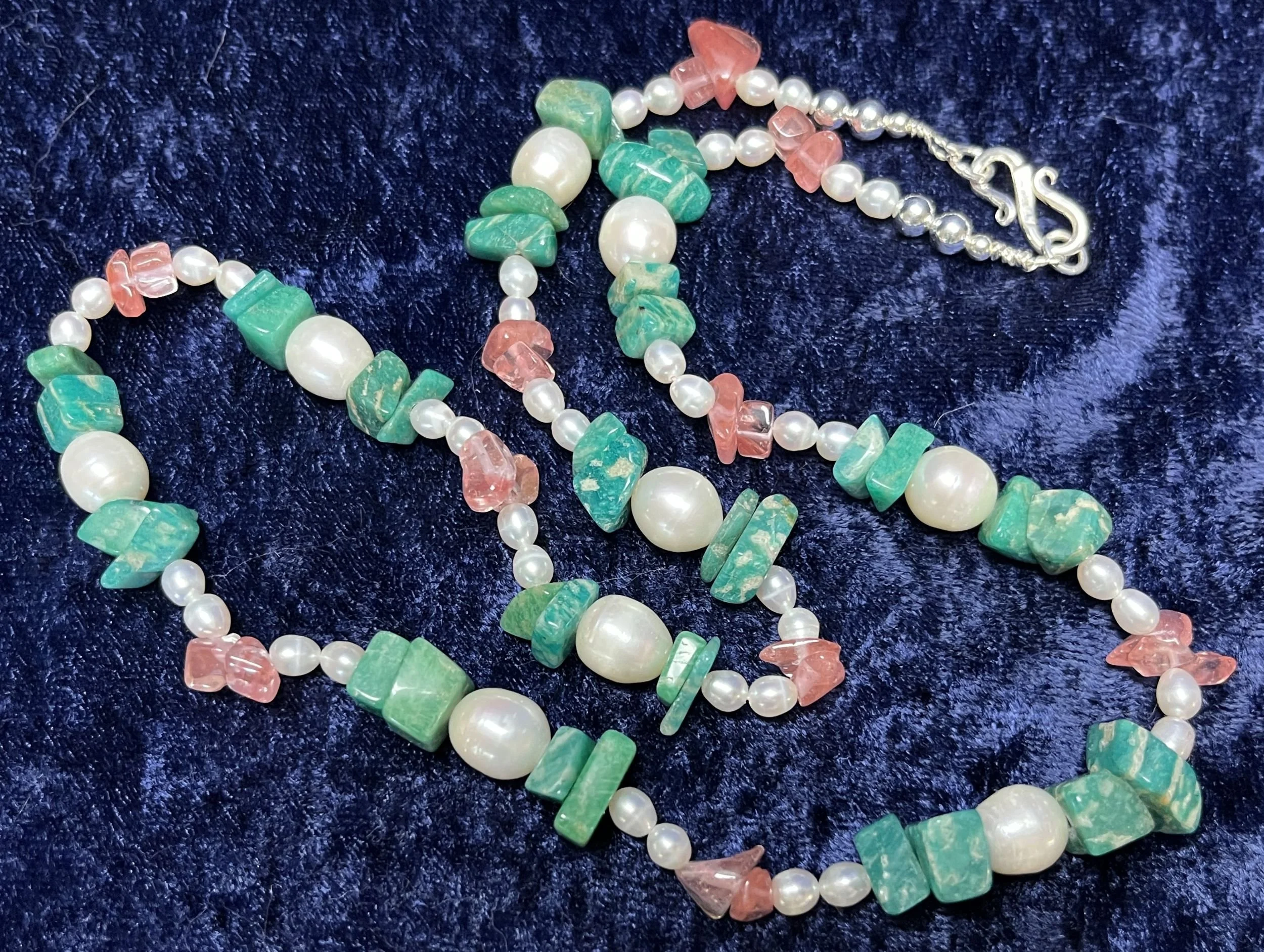 Amazonite Gemstone & Pearl Necklace